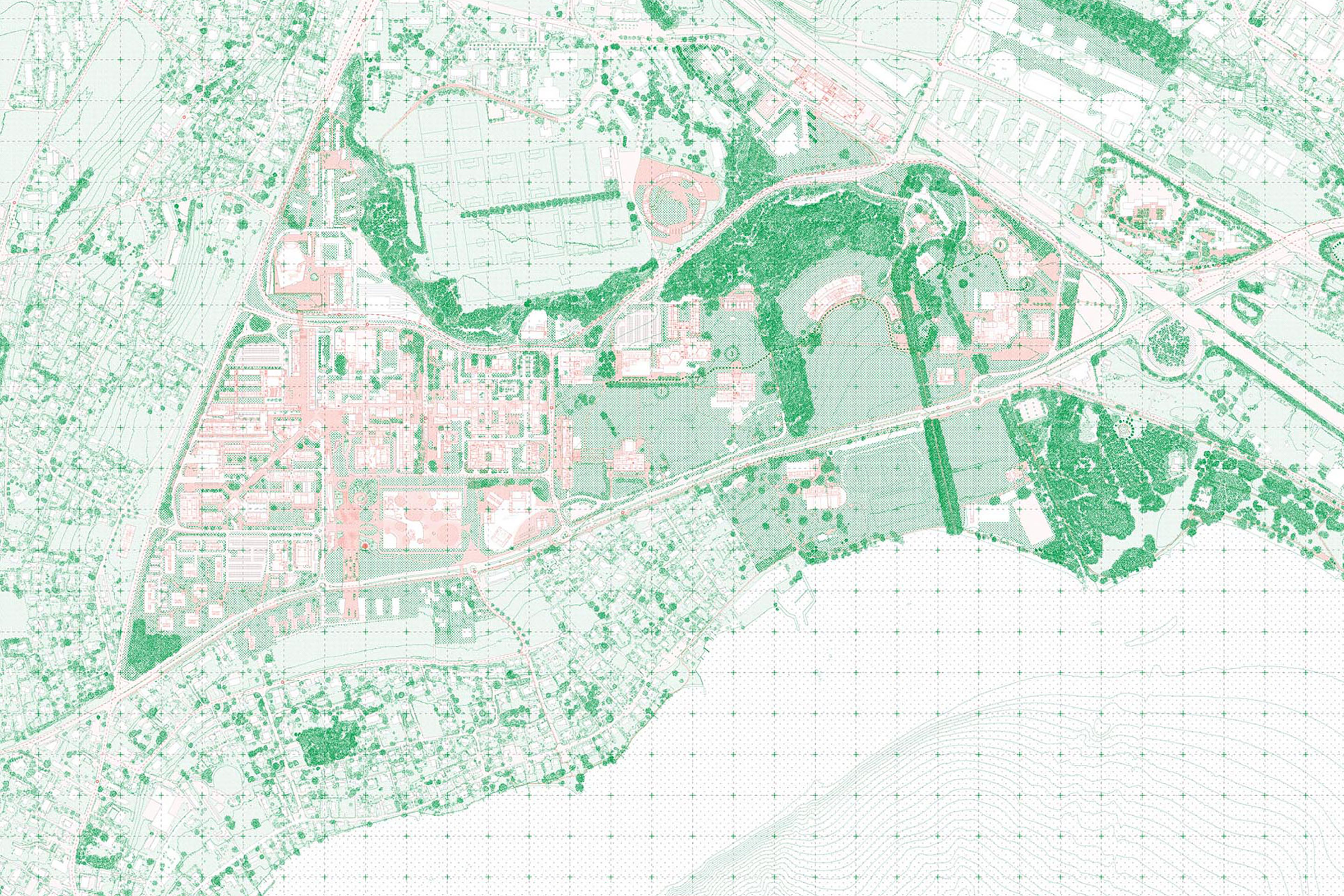 Carte du campus de l’Ouest lausannois, dessinée dans le cadre du projet Campus Piéton.