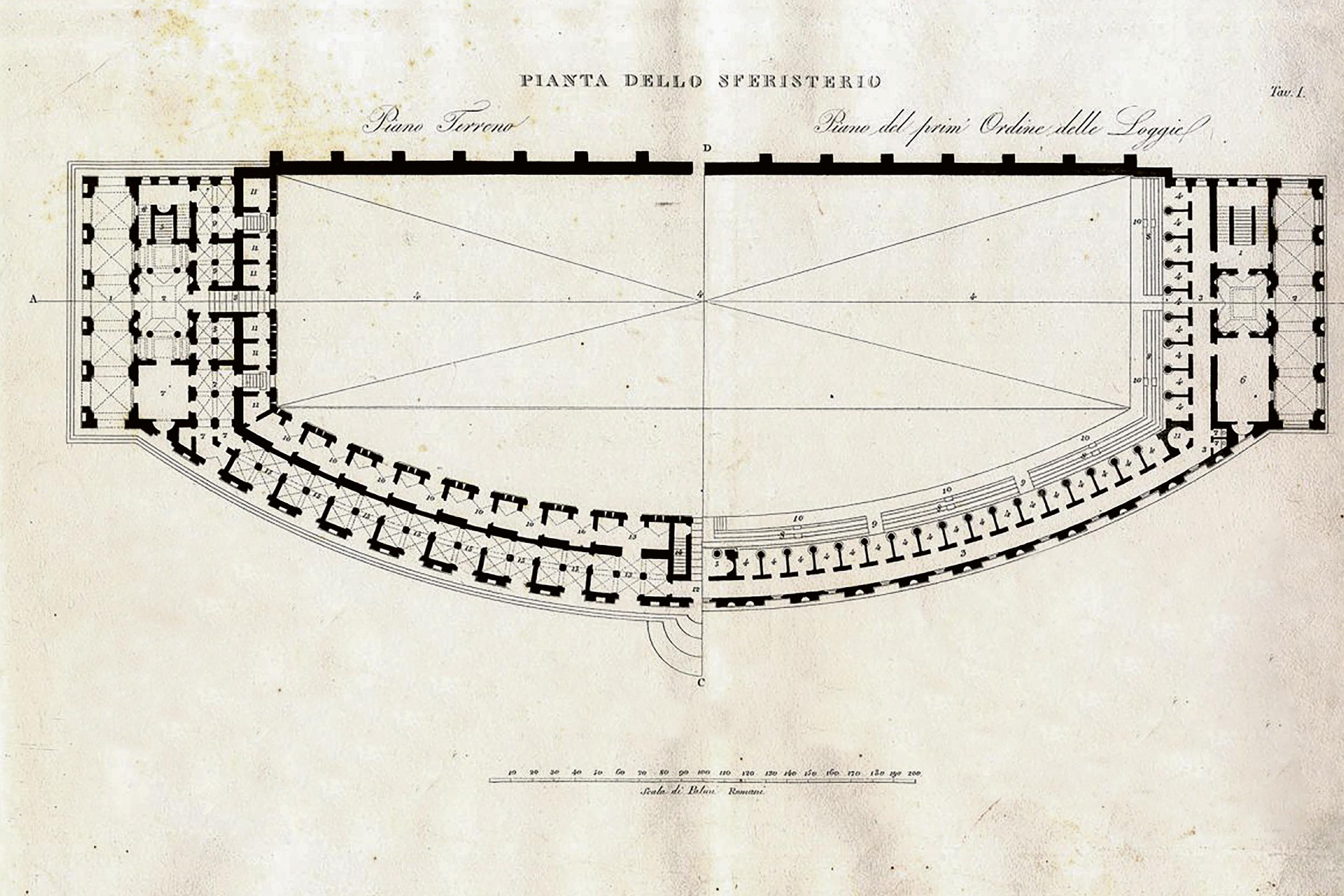 I. Aleandri, pianta dello Sferisterio, Macerata, Italia, 1820-1829.