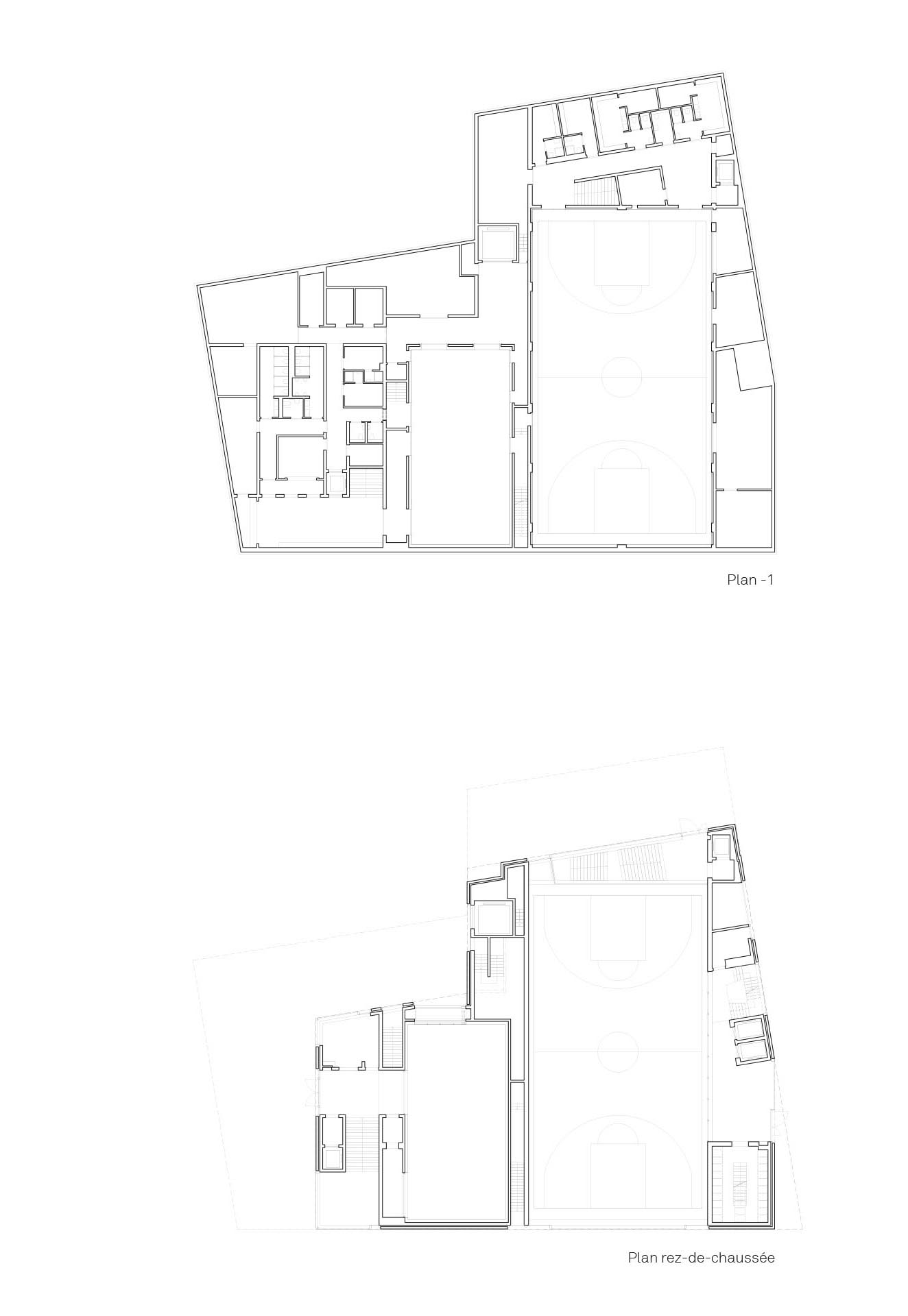 Plan -1, plan rez-de-chaussée.