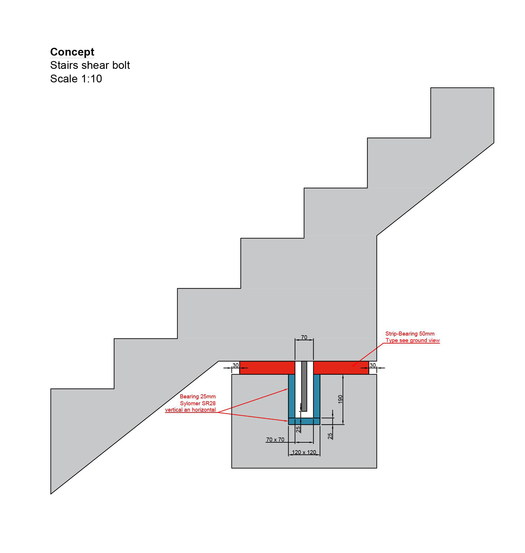 Détail d’un appui des volées d’escalier.