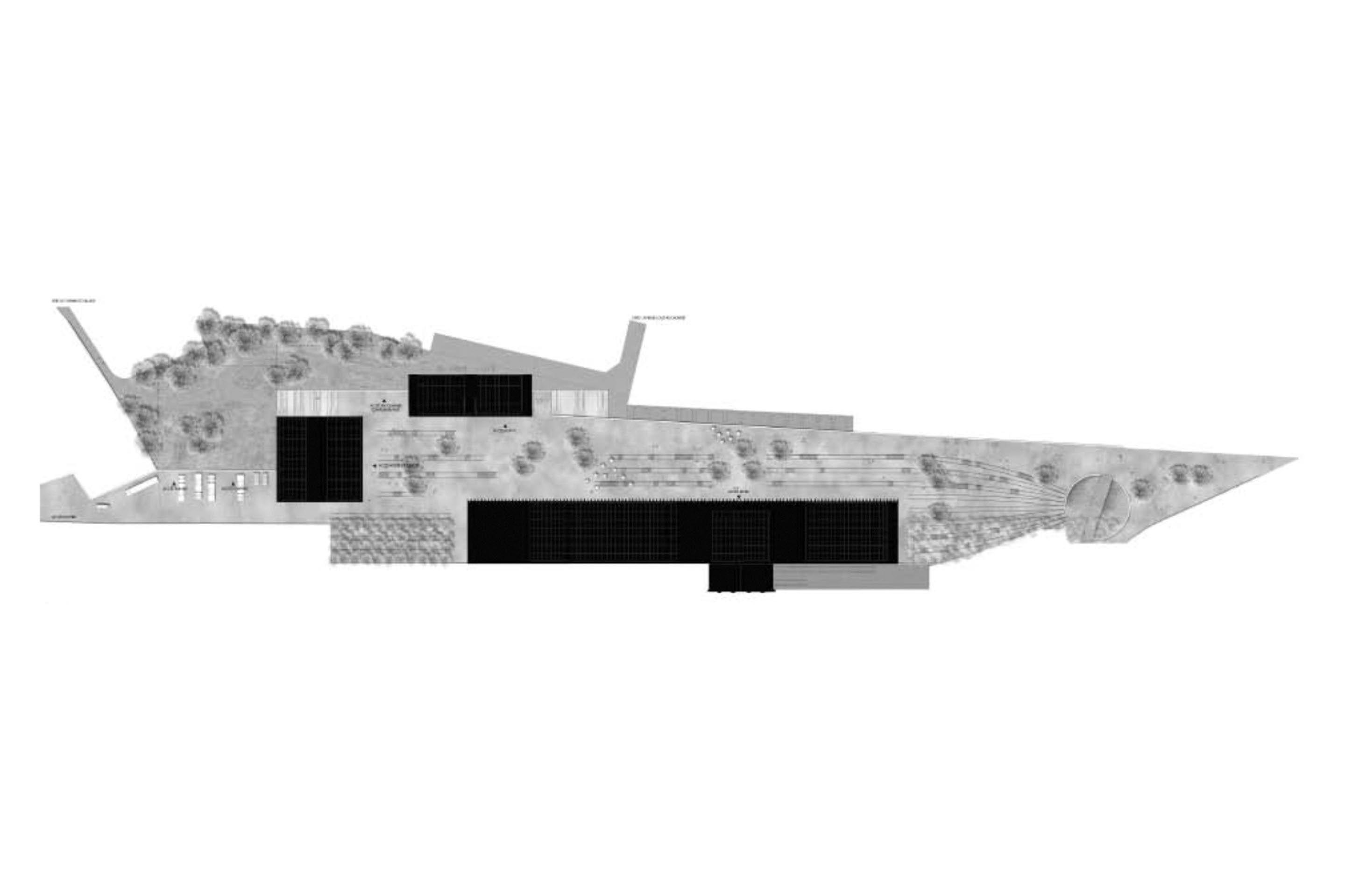 Plan d’implantation du projet lauréat de Barozzi Veiga pour le concours international du MCBA sur Plateforme 10, 2014.
