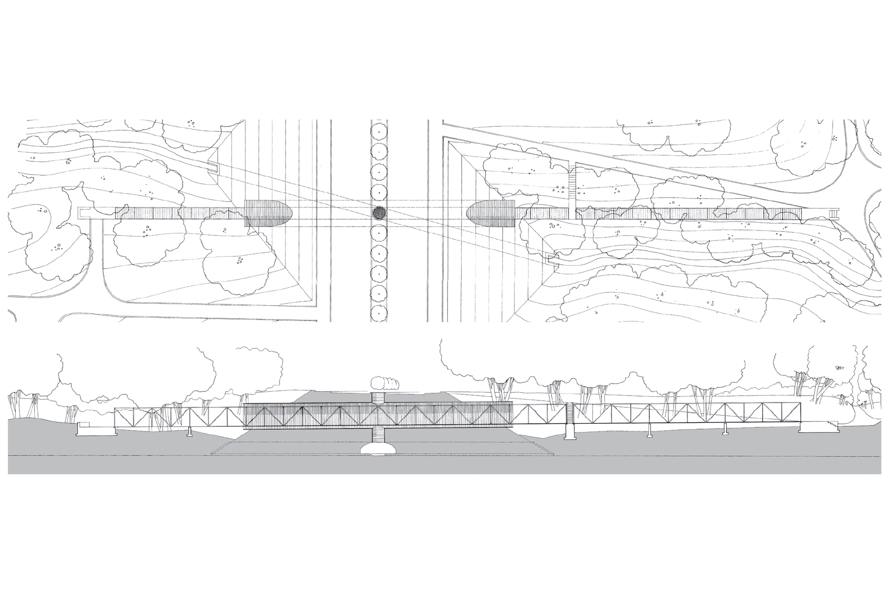 G. Descombes e Centre de recherche sur la rénovation urbaine (CREX), passerella/galleria, Lancy, 1981.