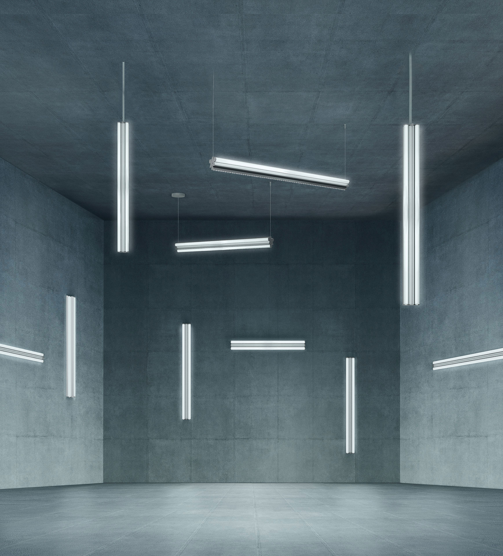 Aufsehen erregte auf der diesjährigen Euroluce die ebenso funktionale wie poetische Leuchte Dreispitz von Herzog &amp; de Meuron für Artemide. Das modulare System besteht aus verschieden langen dreieckigen Grundelementen, die an drei Seiten Streulichtröhren tragen. Diese streuen das Licht sanft und gleichmässig.