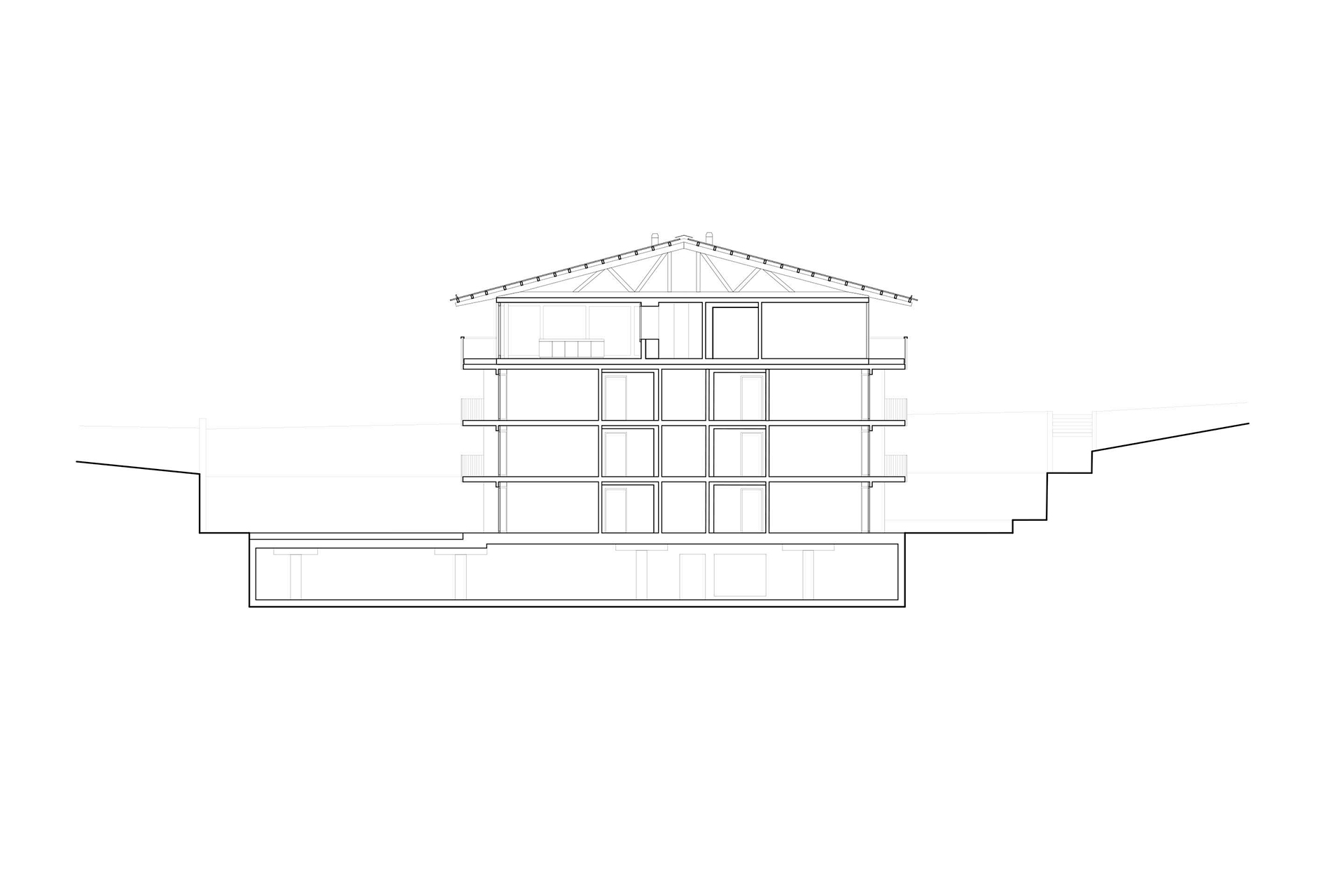 Pour la fondation Obesunne Arlesheim, Kunz und Mösch Architekten surélèvent un immeuble et le dotent en 2021 de 8 appartements protégés pour personnes âgées, qui peuvent être vécus comme une sorte de colocation, avec une grande pièce de jour commune.