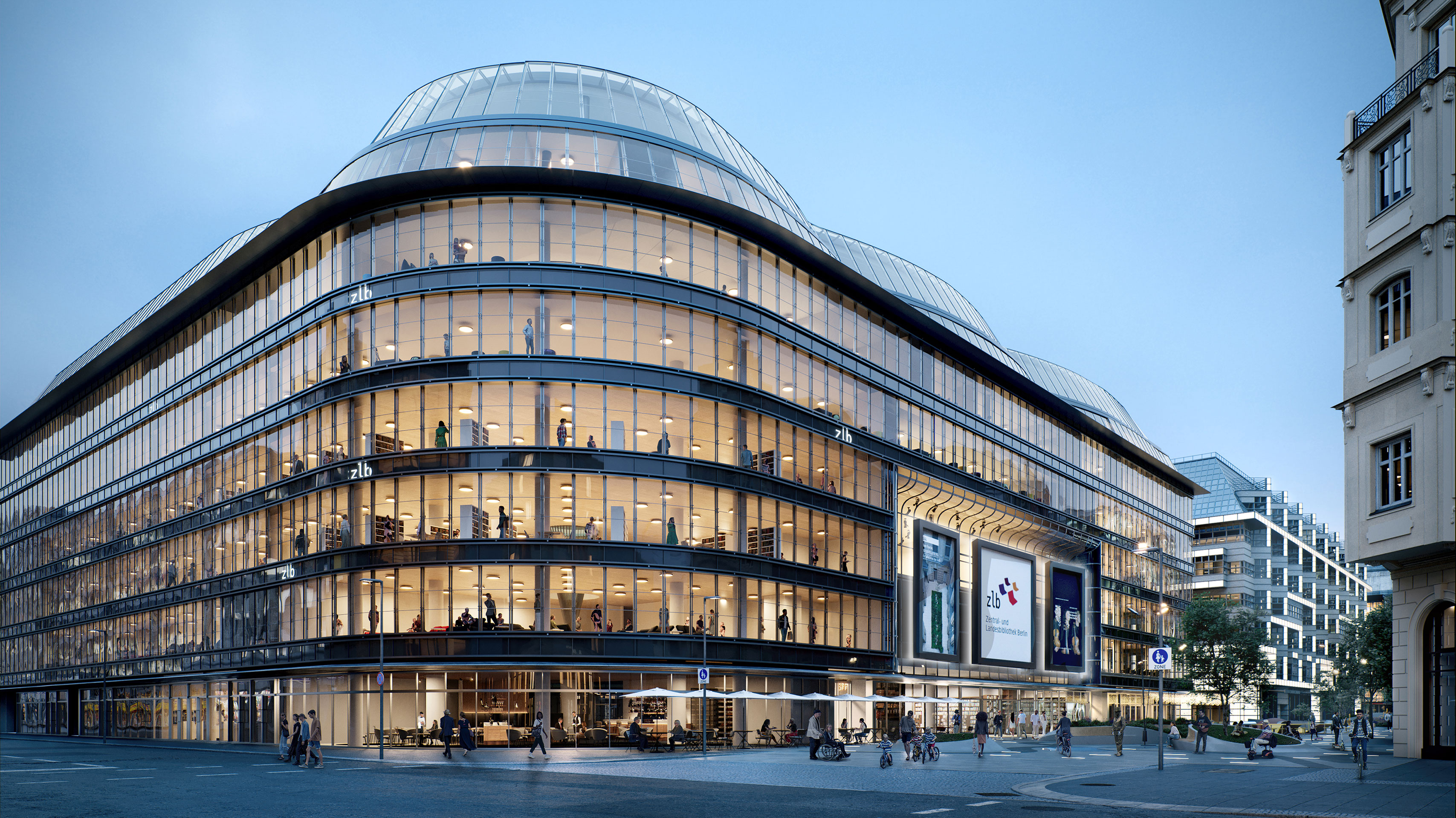 Bücher statt Brands: Visualisierung der Zentral- und Landesbank im ehemaligen Kaufhaus.