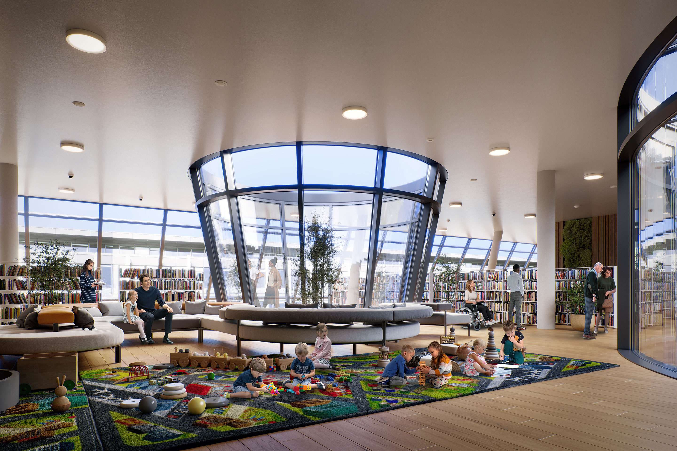 Die Tageslichttrichter würden bei einer Nutzung als Bibliothek gute Dienste leisten.