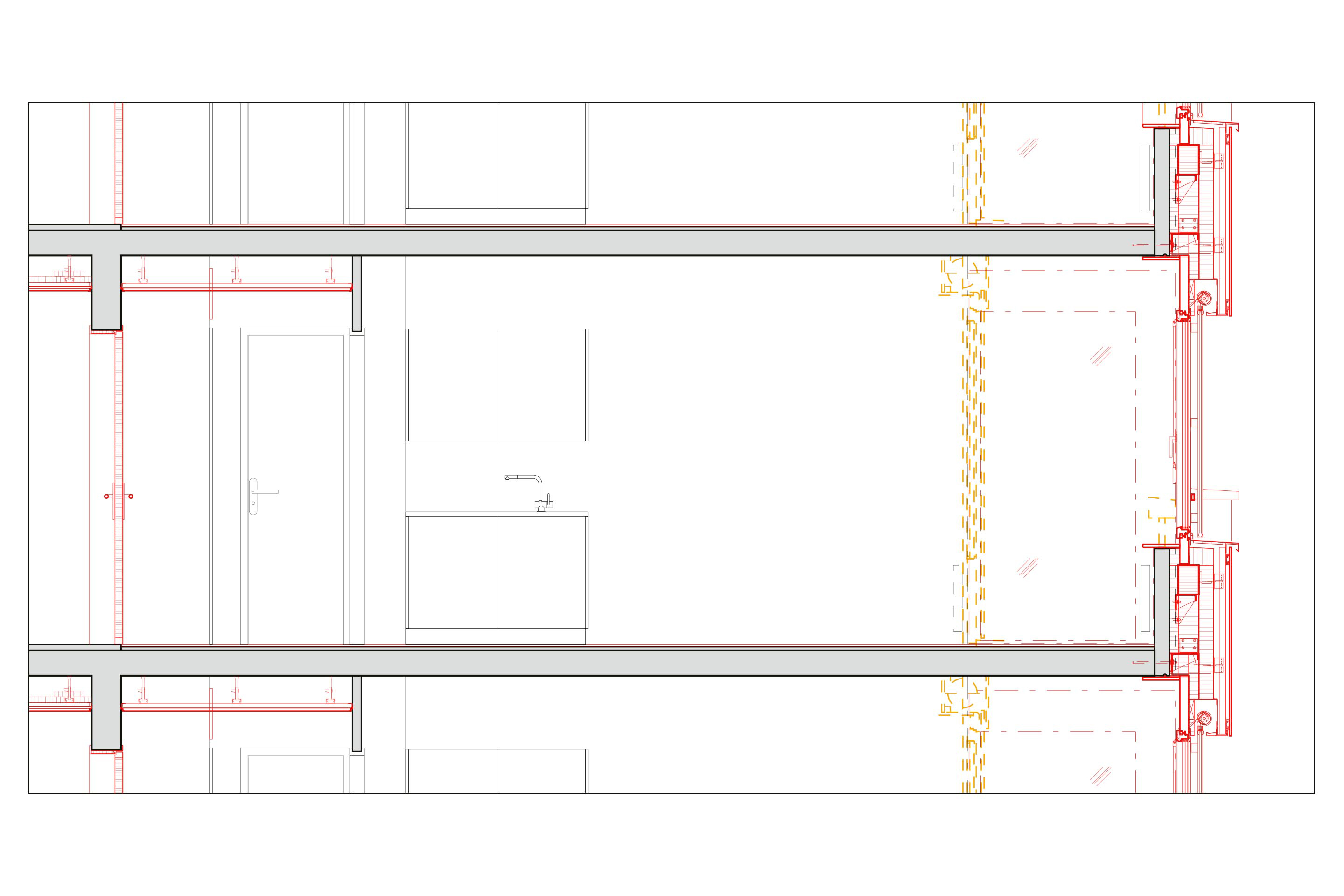 Coupe transversale d’un appartement avec loggia.