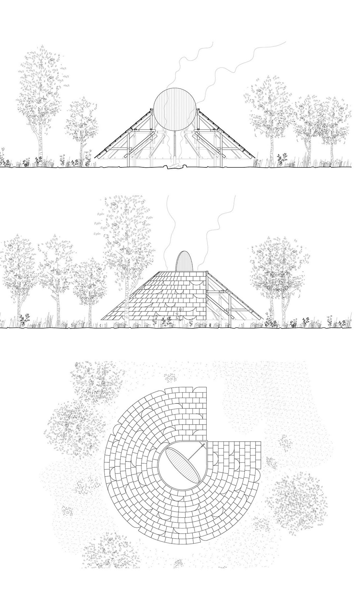 Leopold Banchini Architects, Moon Ra padiglione temporaneo per l’Horst Festival di Vilvoorde, Belgio 2021.