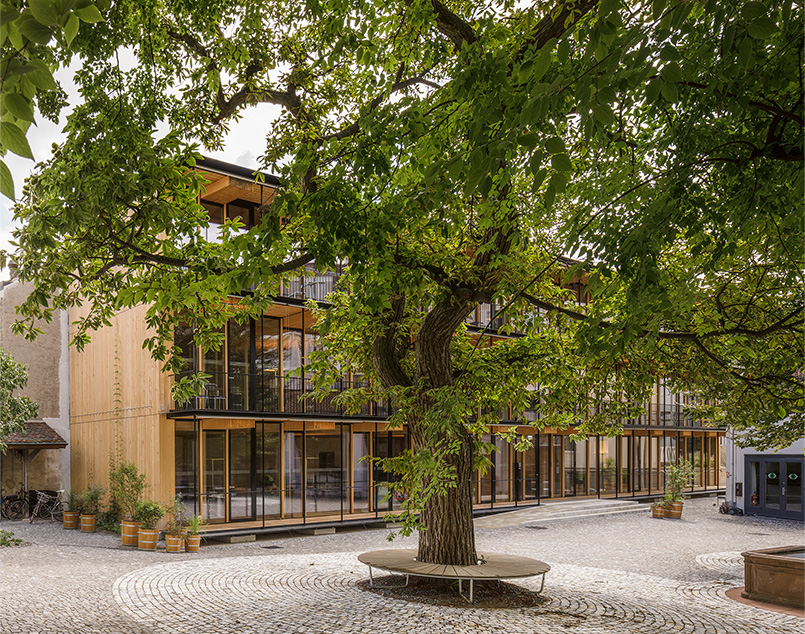 Ein eleganter Holzbau in einem Hinterhof, der an Qualität gewinnt: Mit ihrem Ergänzungsneubau für die Christoph Merian Stiftung in Basel knüpfen Herzog &amp; de Meuron an ihre ersten Projekte an.