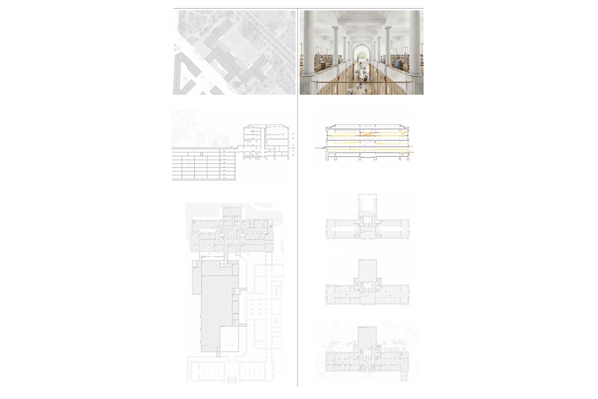Bonheur secret (5e rang, 5e prix), Aeby Perneger &amp; Associés, T ingénie (Genève). À gauche: plan de situation, coupe sur le dépôt souterrain et plan du niveau -1. À droite: schéma de transformation et plans des niveaux 2, 1 et 0.