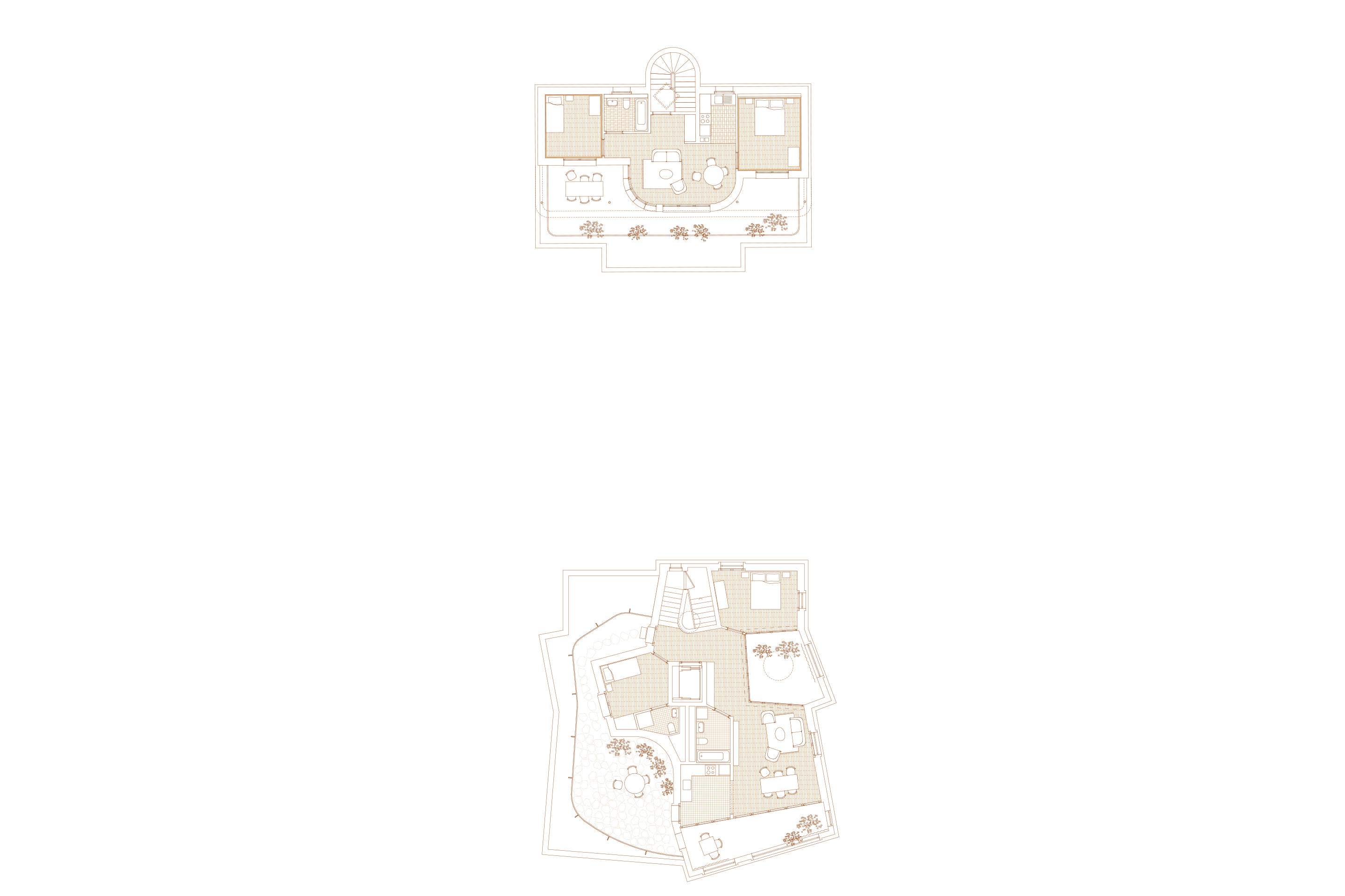 Plan des appartements en attique.