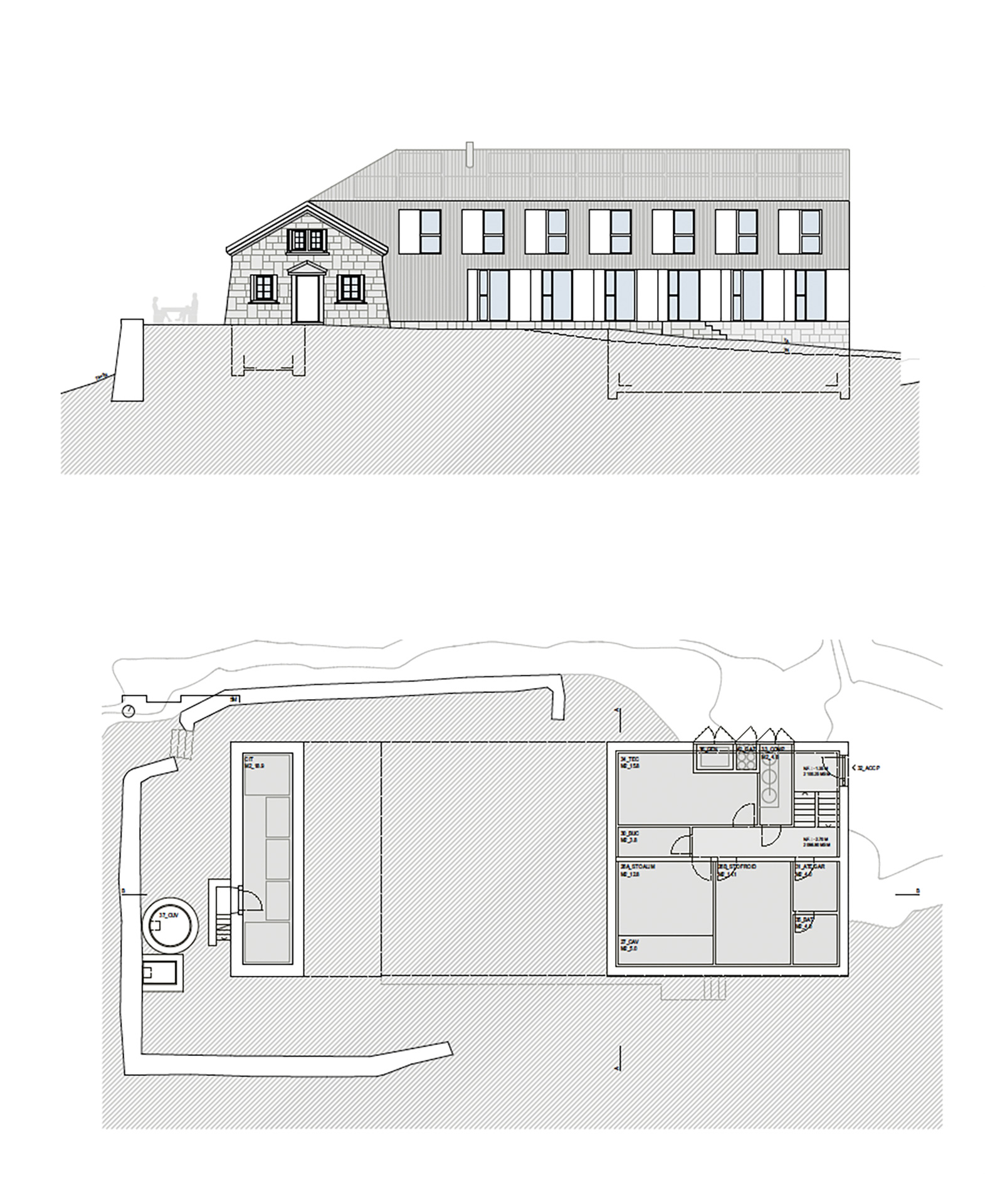 Élévation et plan du projet Silex.