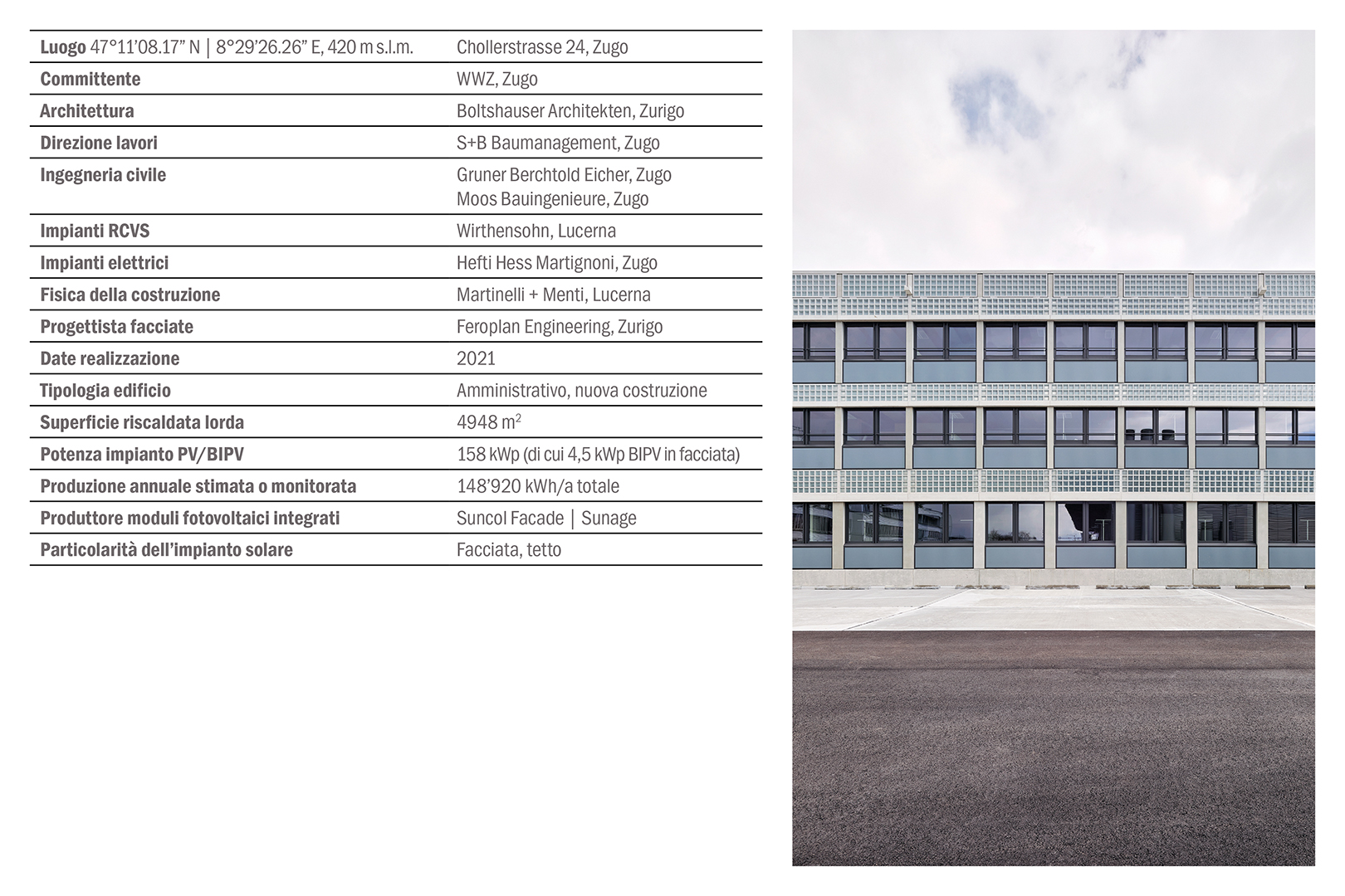 Uffici e Data Center Wasserwerke Zugo, scheda introduttiva