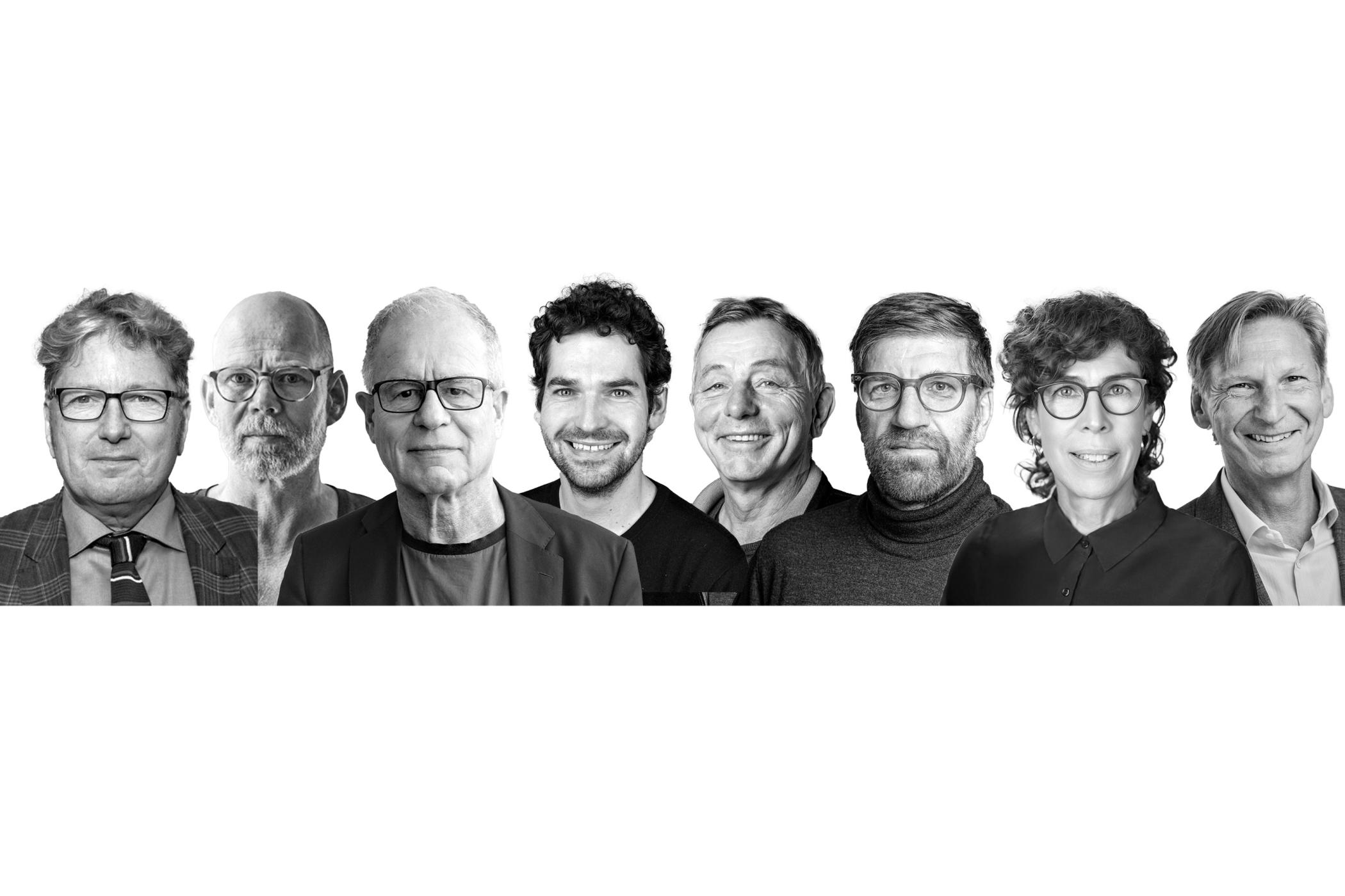 (v.l.n.r.): Bernd Nicolai, David Hiepler, Pierre de Meuron, Lukas Gruntz, Philippe Cabane, Paul Knüsel, Veronika Selig, Jürg Erismann.