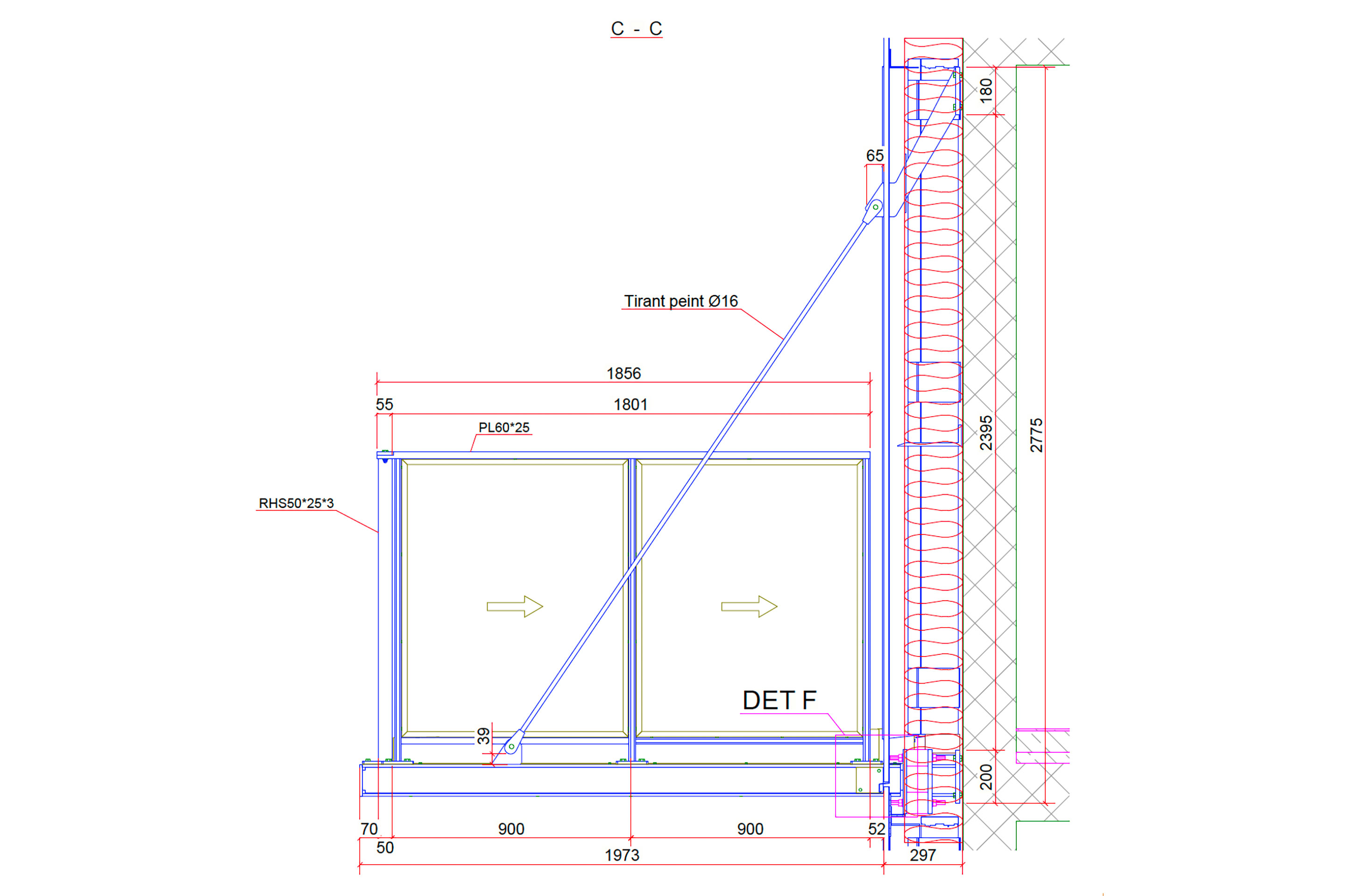 Detailschnitt Balkone, OG 1 bis 4