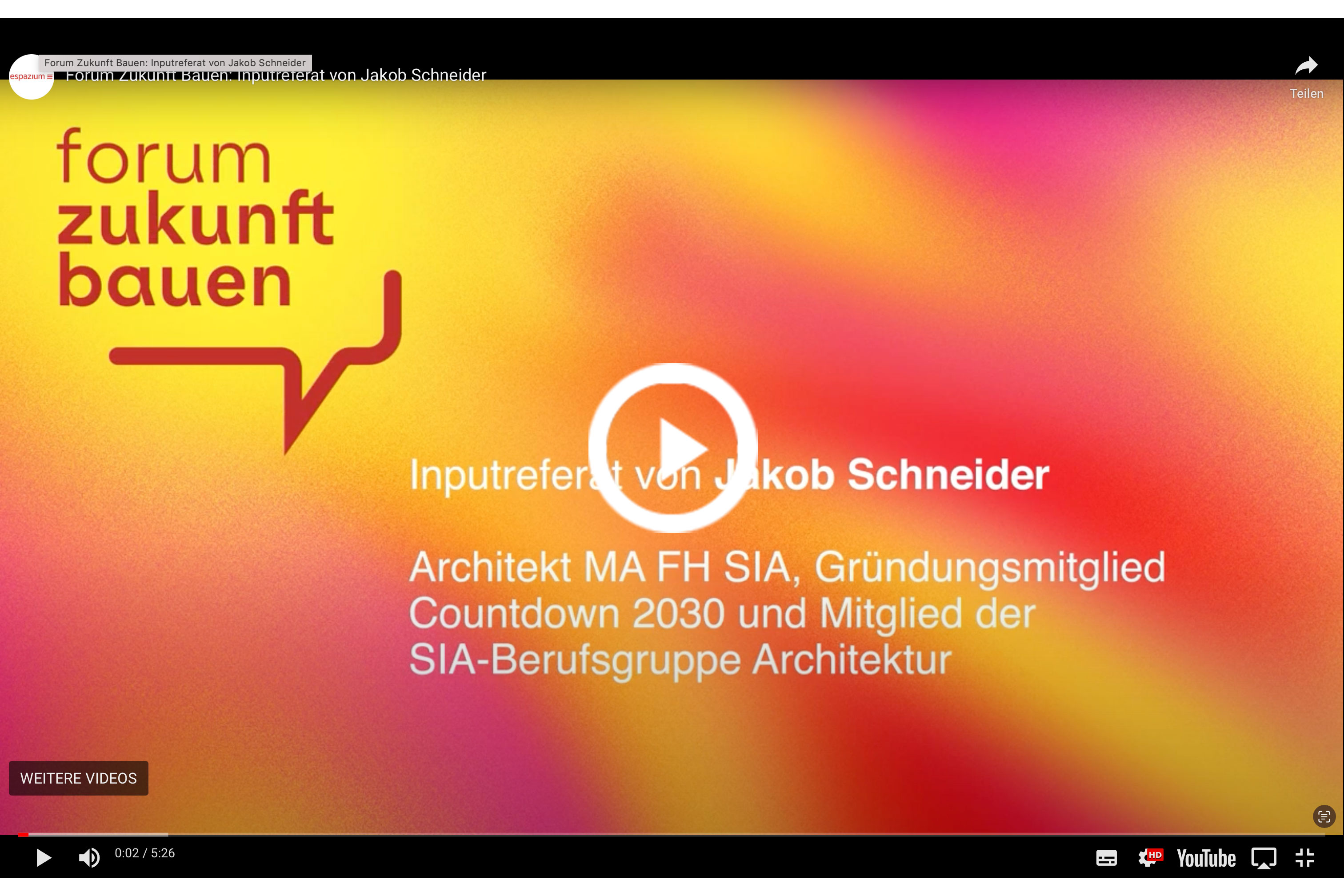 Forum Zukunft Bauen: Jakob Schneider Video Netto-Null