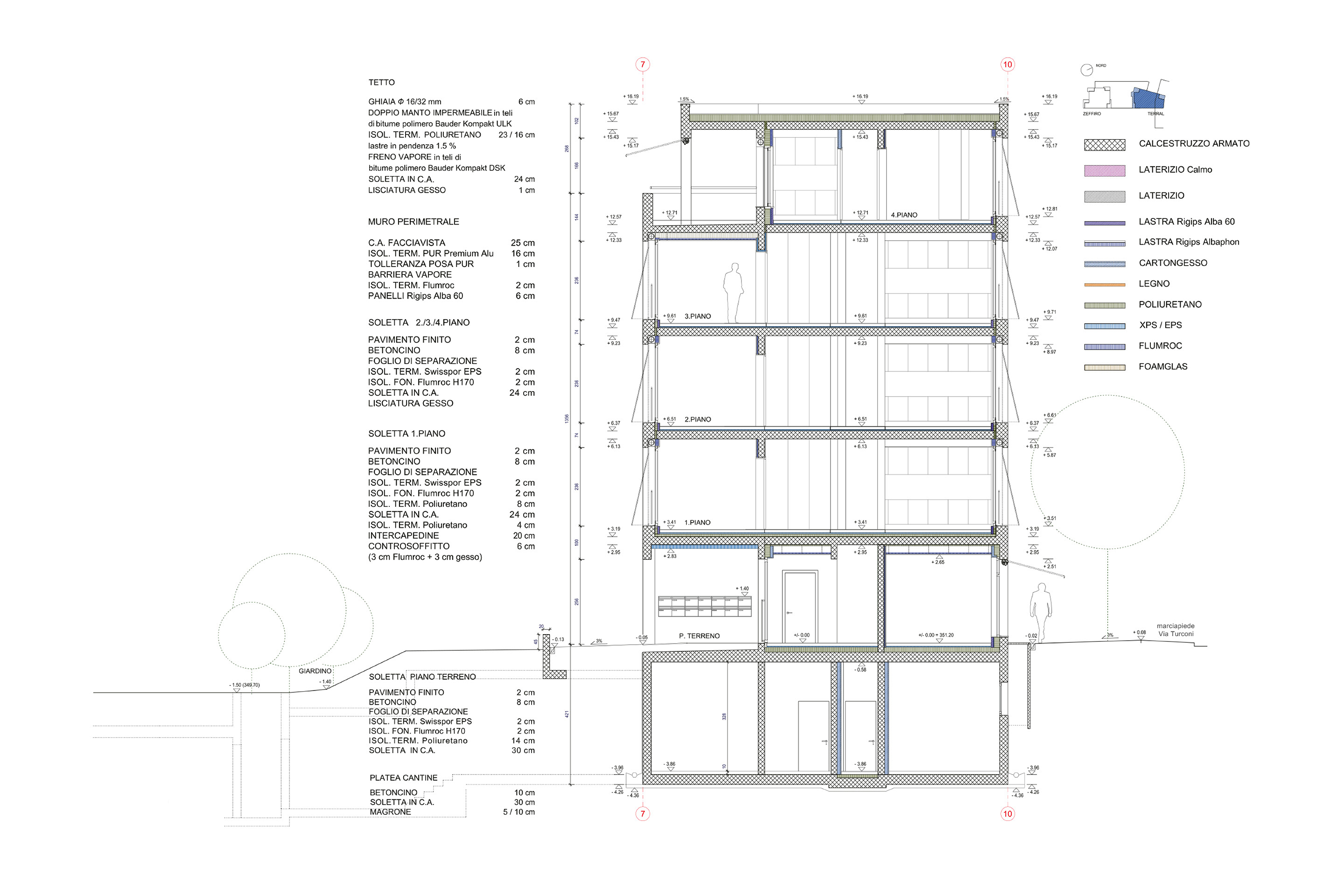 Sezione trasversale edificio nord