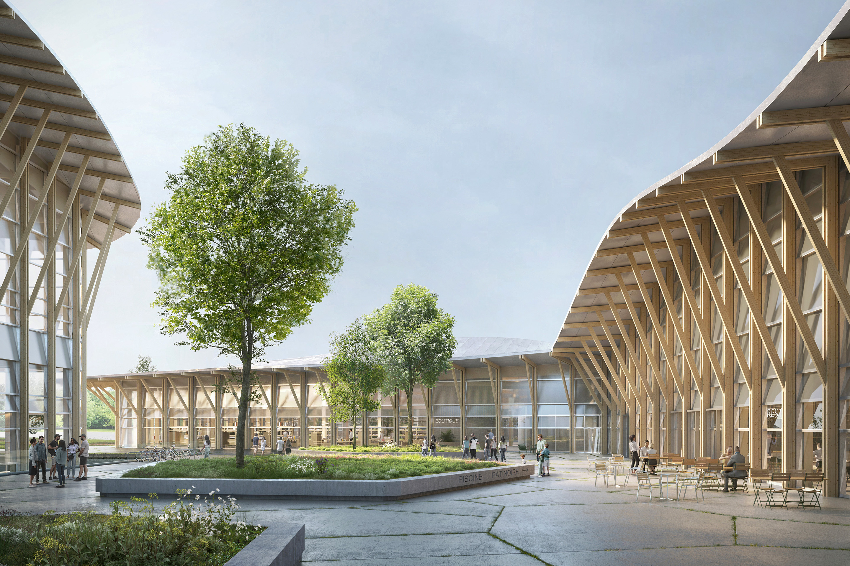 Centre sportif ou centre commercial? Perspectives extérieures du projet lauréat conçu par Marc Mimram Architecture &amp; Associés et collinfontaine architectes