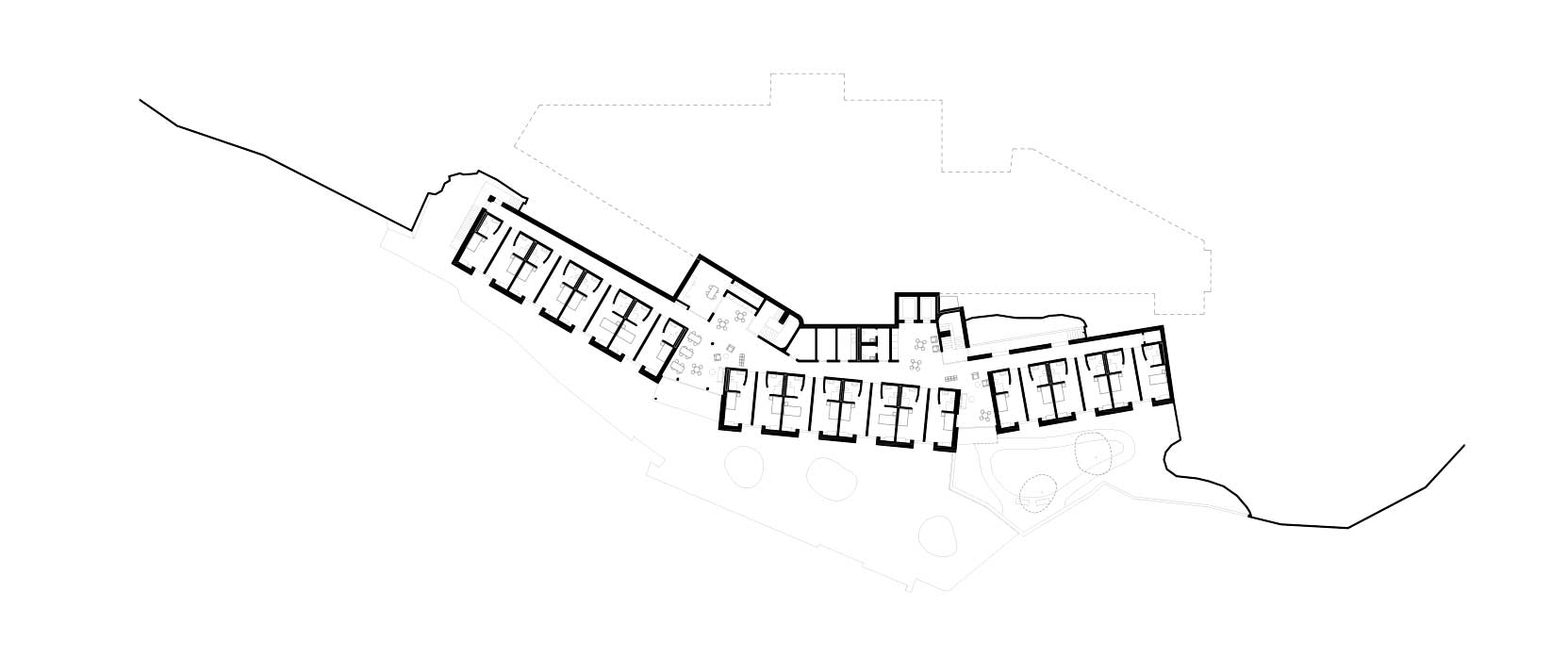 Niveaux 2 et 3, étages des chambres de l’extension