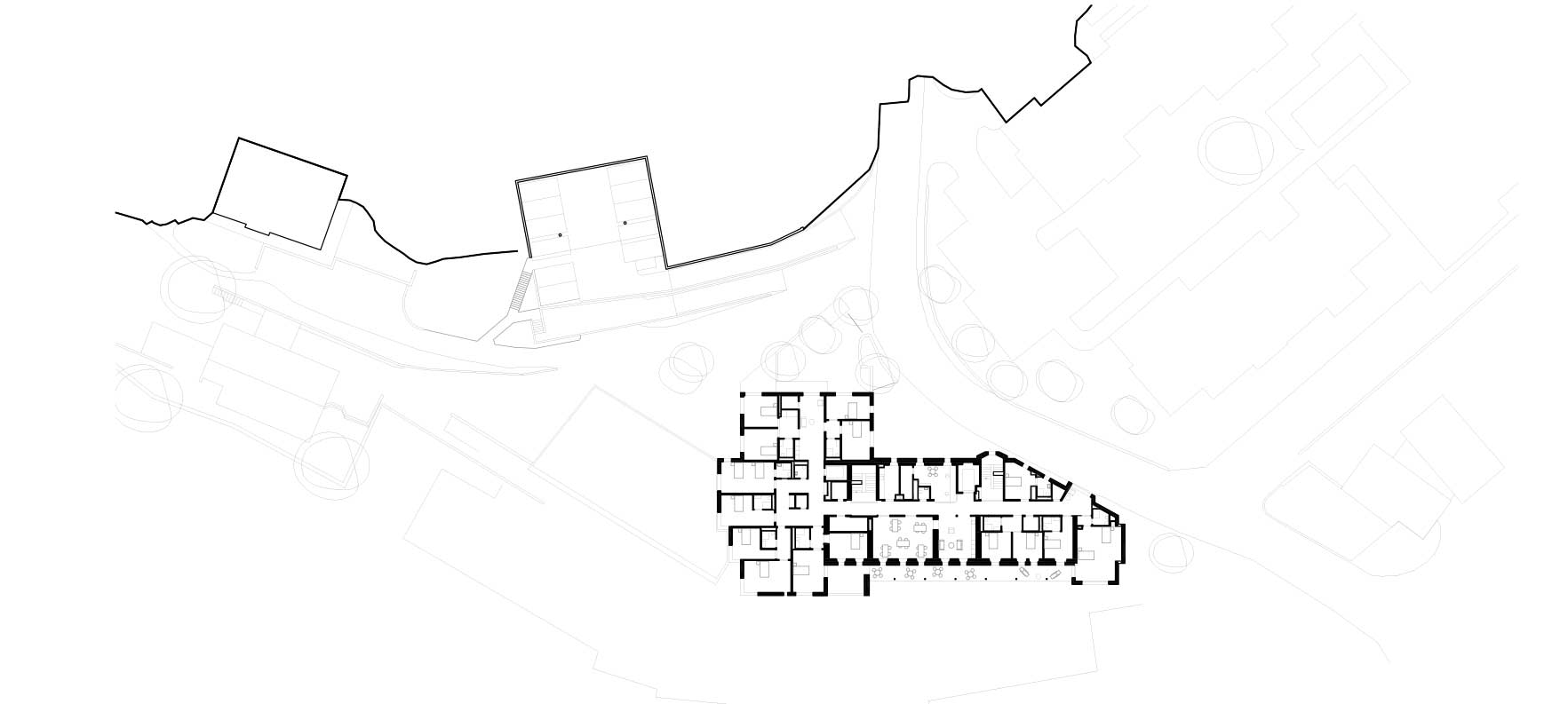Niveau 6 et 7, étages des chambres dans l’immeuble existant