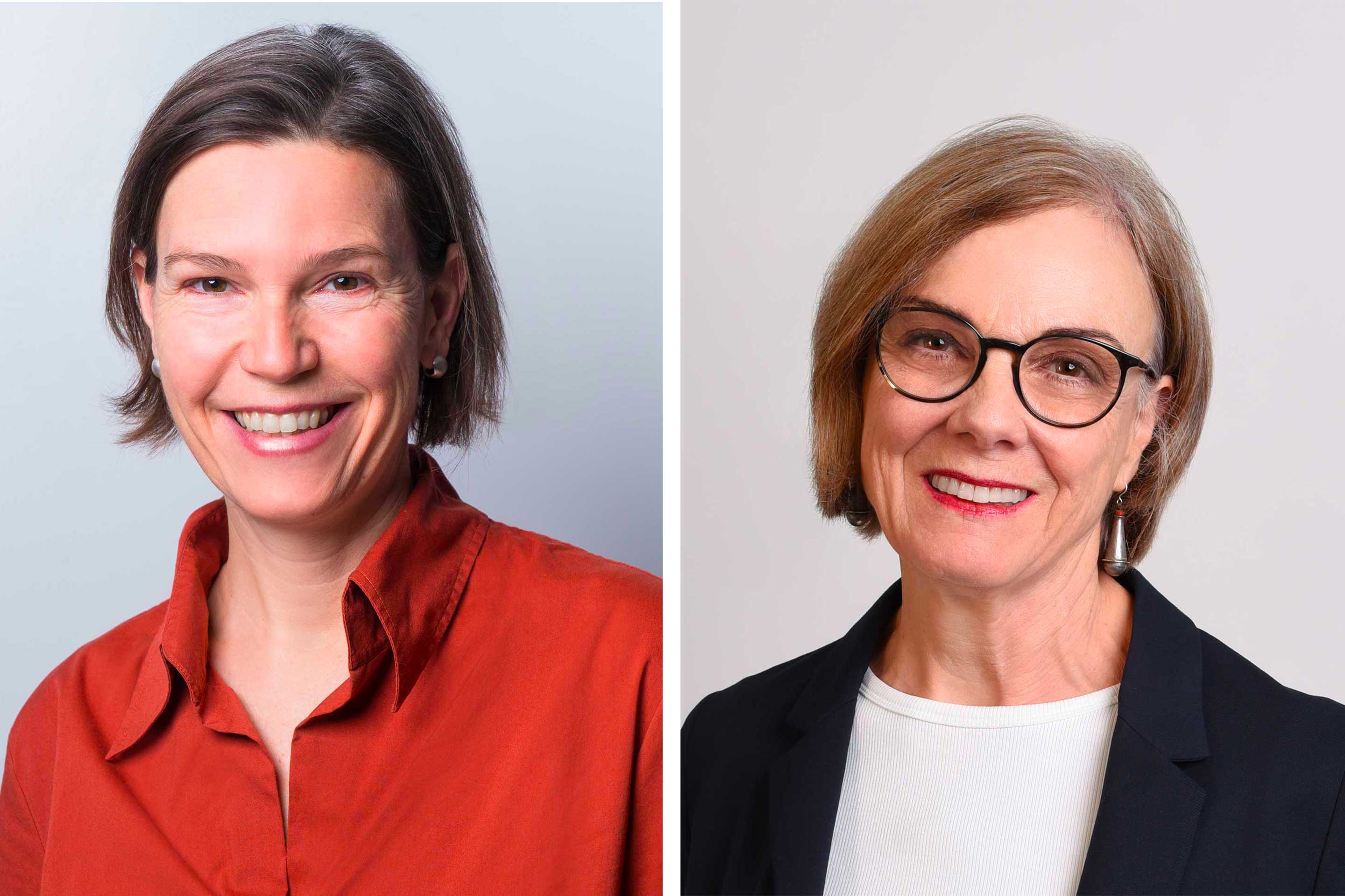 À Gauche: Kerstin Fleischer est également architecte et coordonne le service de vérification des programmes au Bureau de la SIA  | À droite: Monika Jauch-Stolz est à la tête de son propre bureau d’architecture et présidente de la commission SIA 142/143 pour les concours et mandats d’étude parallèles