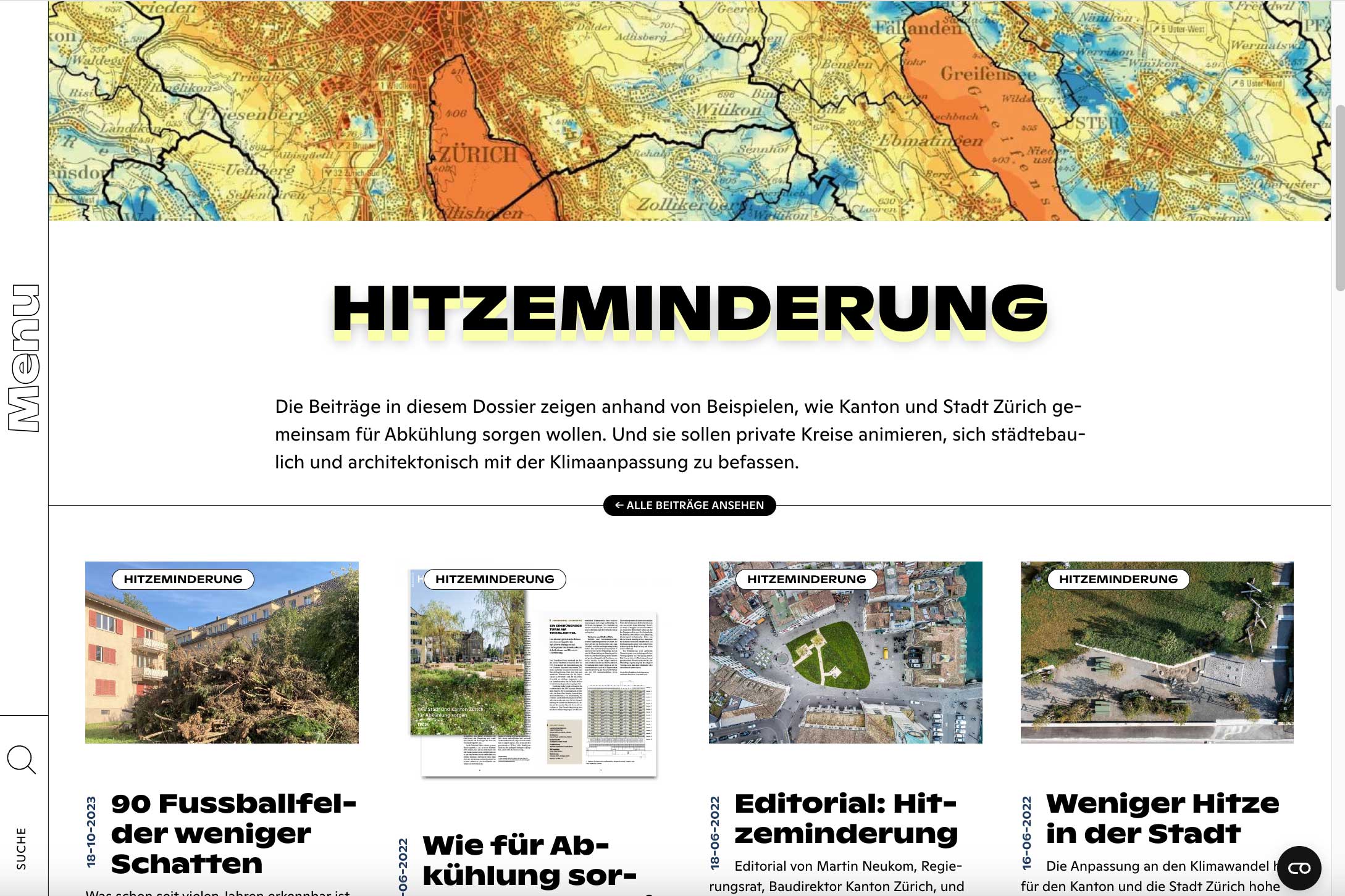 Hitzerminderung Zürich digitales Dossier espazium