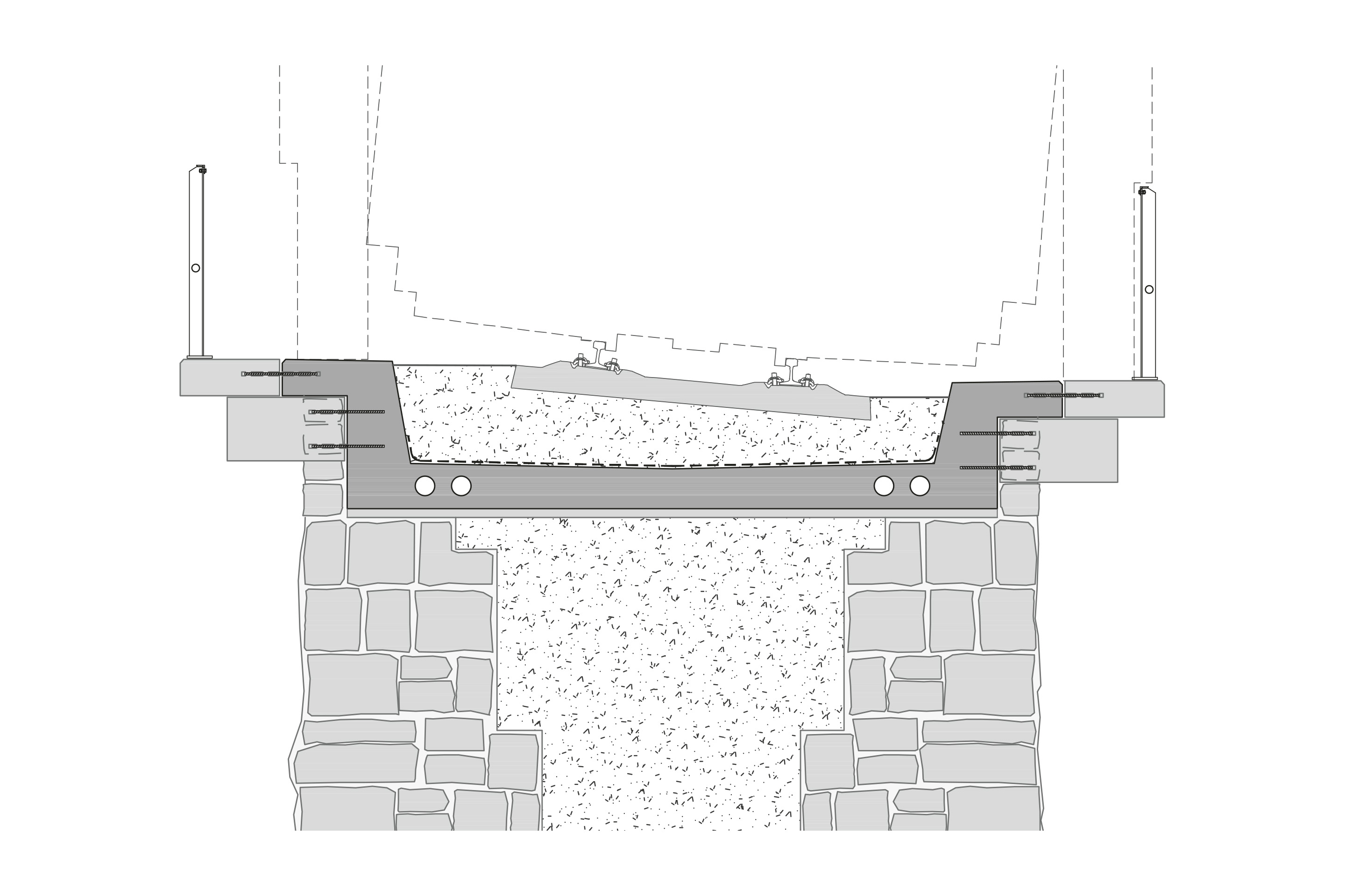 Sezione standard di una vasca di ghiaia, esempio del viadotto Cavja.