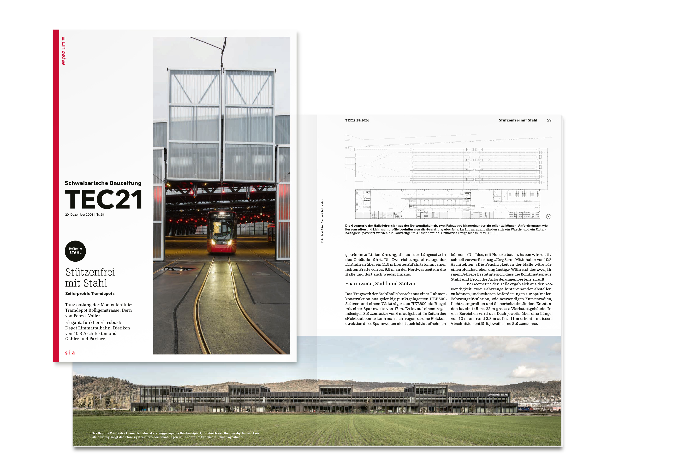 Stützenfrei aus Stahl: Tramdepots, TEC21