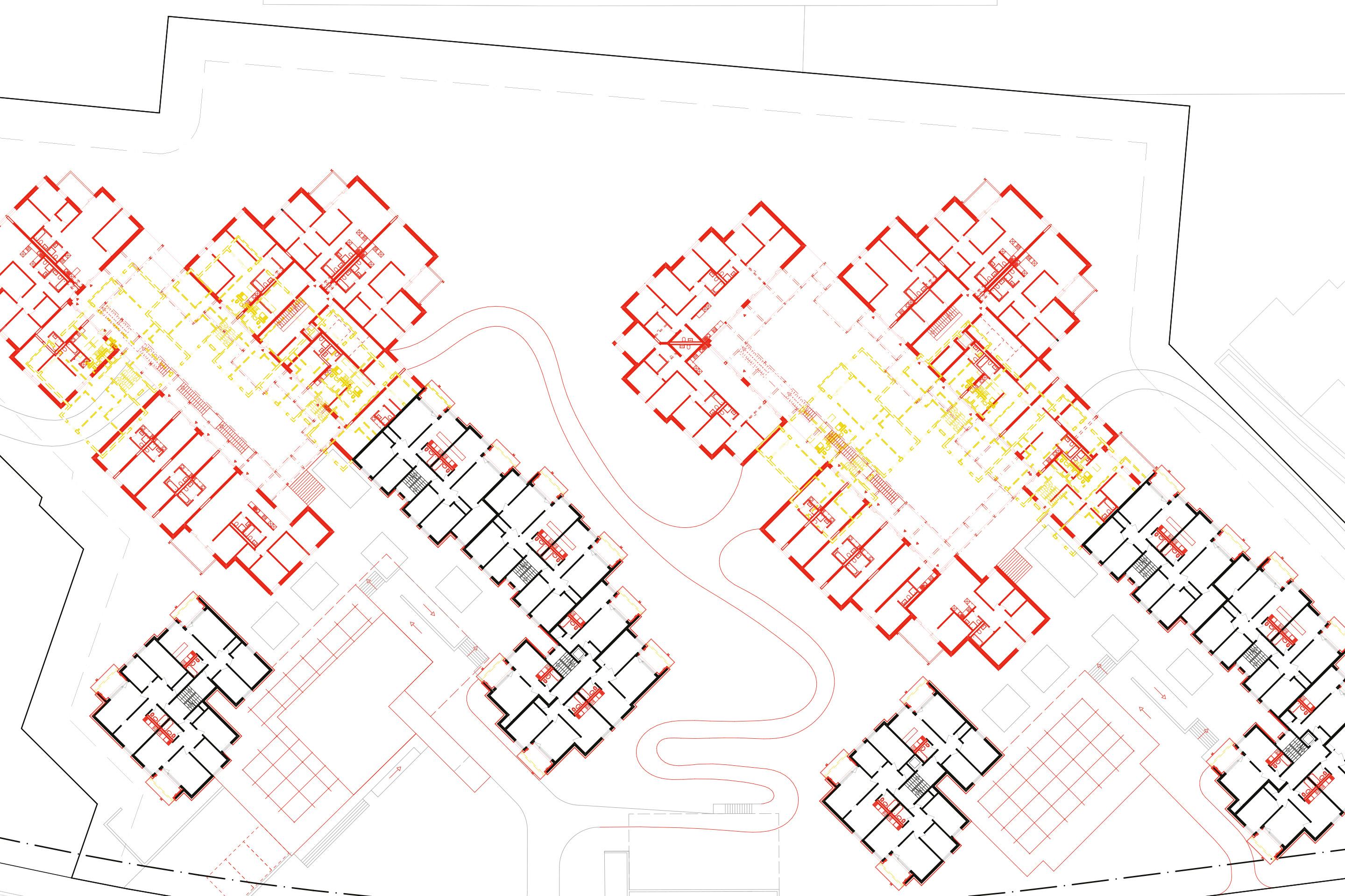 Ensemble d’habitation Salzweg. Concours de projet ouvert à un degré (SIA 142), organisé en 2020-2021 par la Ville de Zurich.  7e rang/7e prix: Bronko. Christoph Zille et Leonie Wolgemuth, Zurich, avec K. Pfäffli (Recherches en durabilité, ressources et climat)