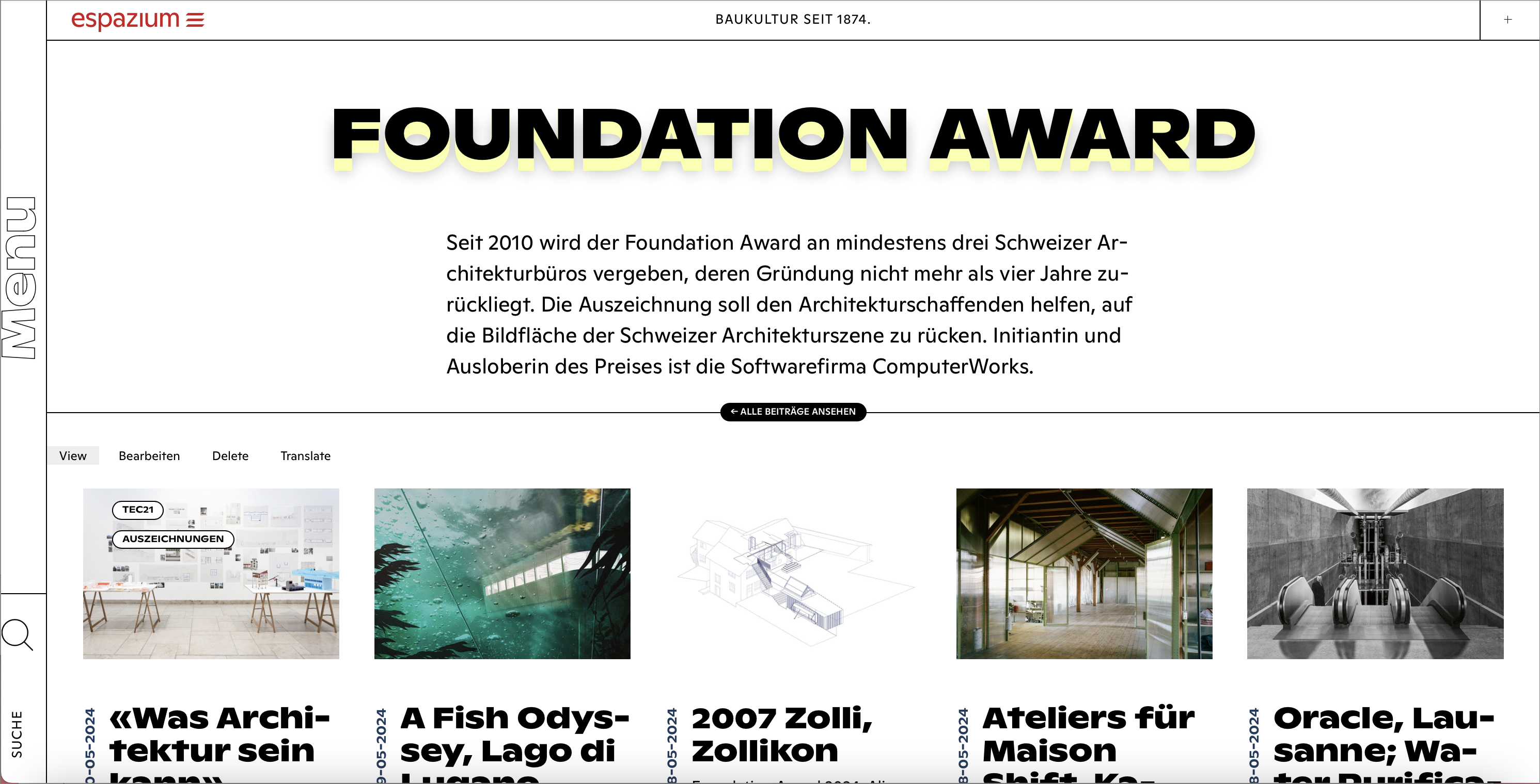 Foundation Award digitales Dossier