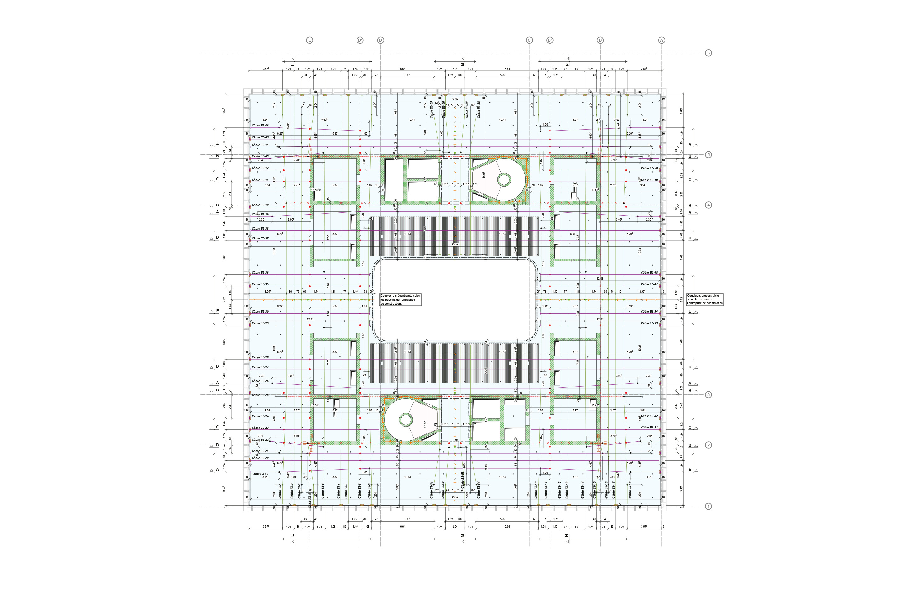 Pianta strutturale del terzo piano