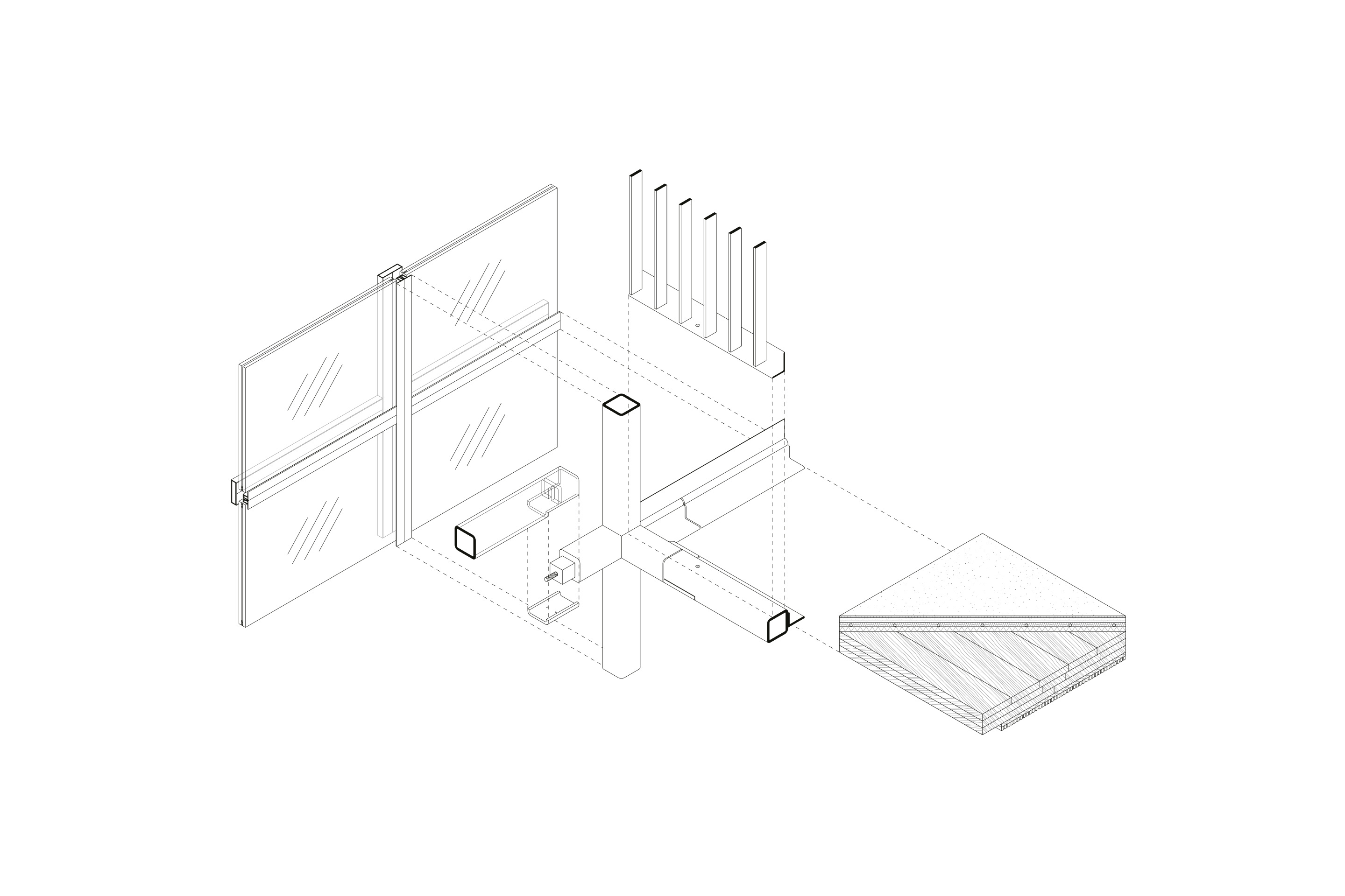 Axonometric view of the typical facade joint