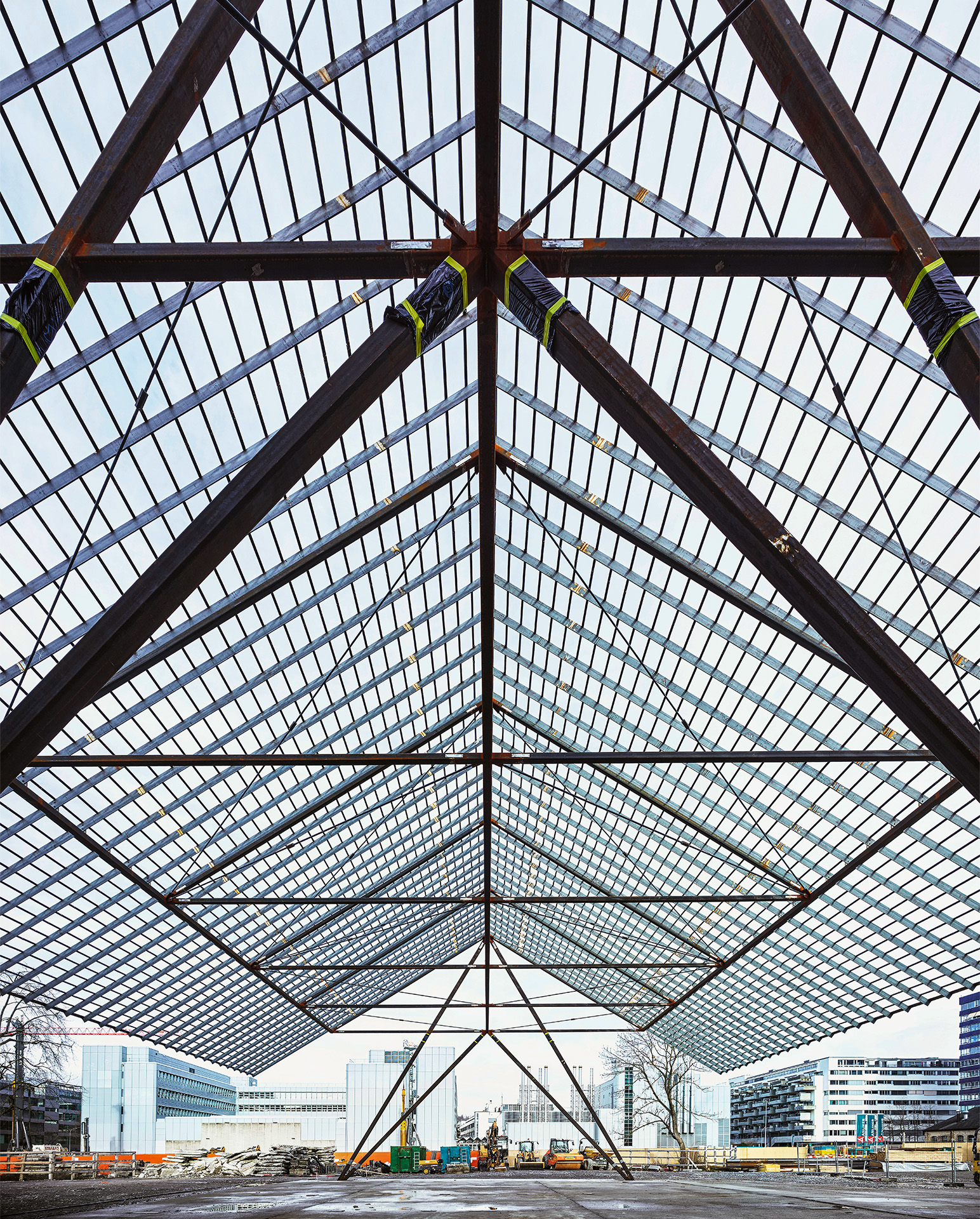 View of the new canopy structure, building site photo