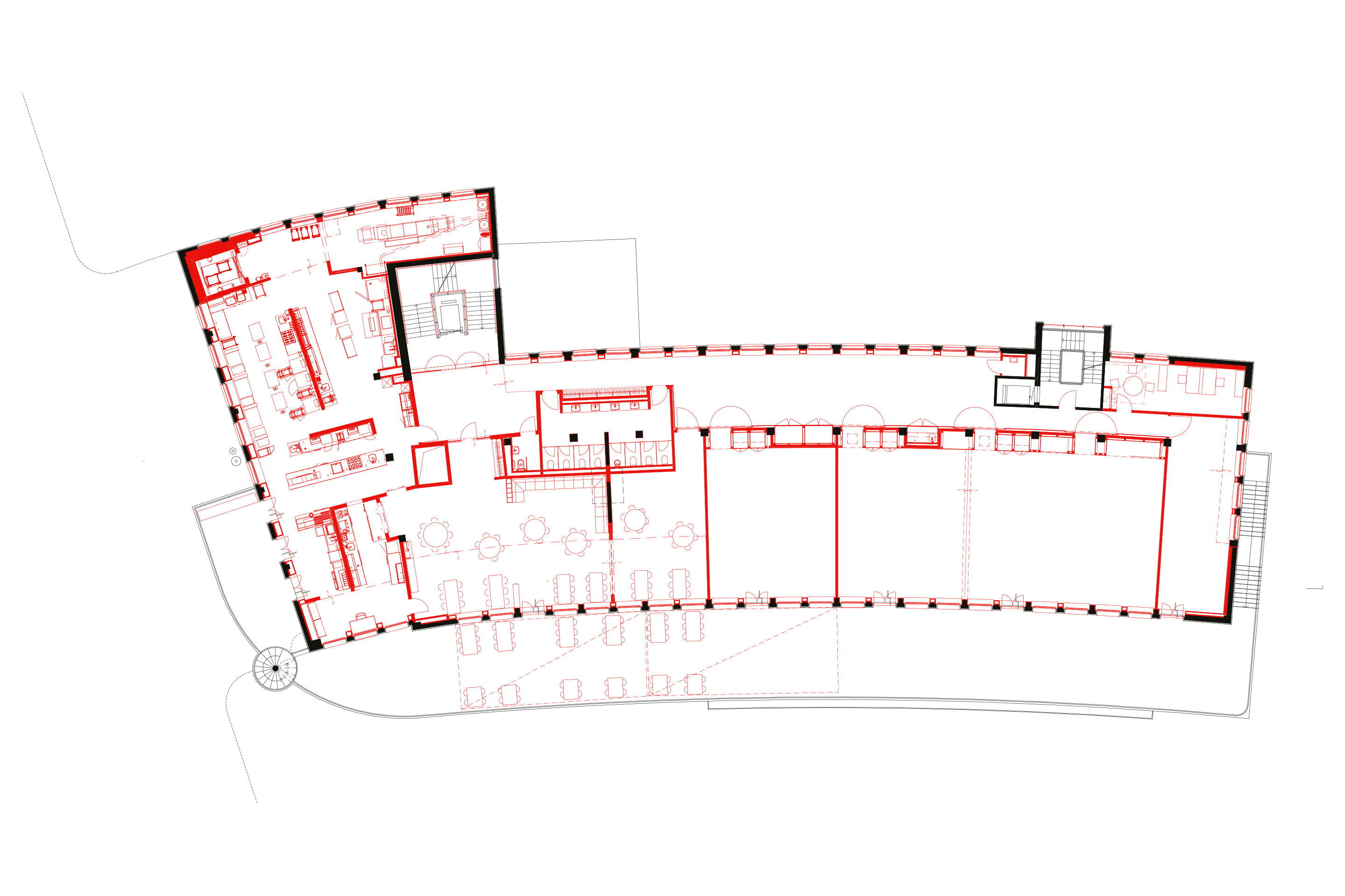 Grundriss Restaurantebene des Hallenbads Rialto