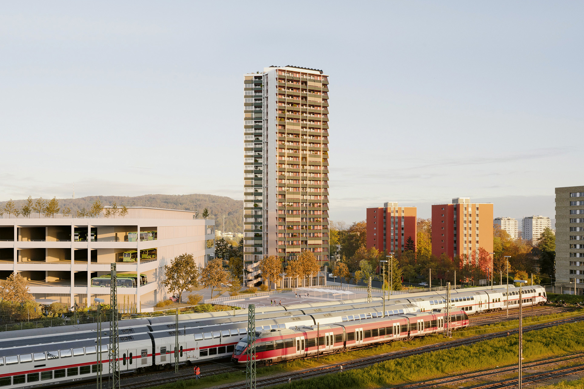Visualisierung Miranda Wohnhochhaus Rank Basel