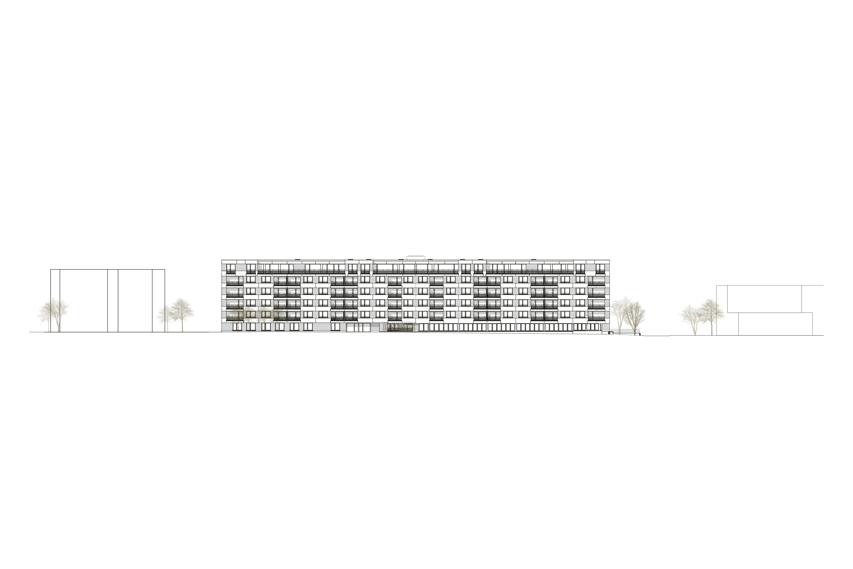 Mattenhof Zürich Naturstein Fassade Süd Ansicht Plan