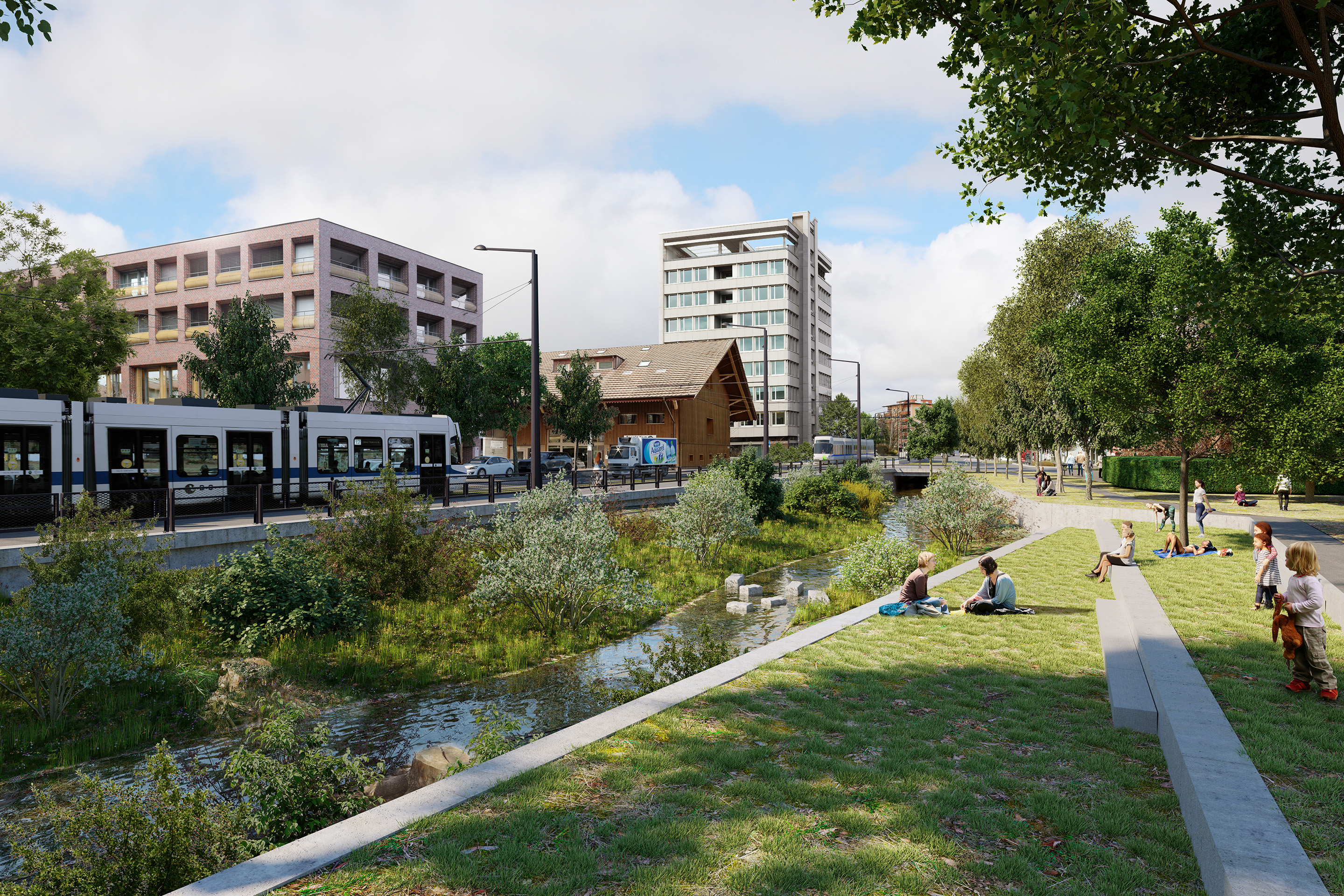 Stadtpark Kloten Glattalbahn Visualisierung