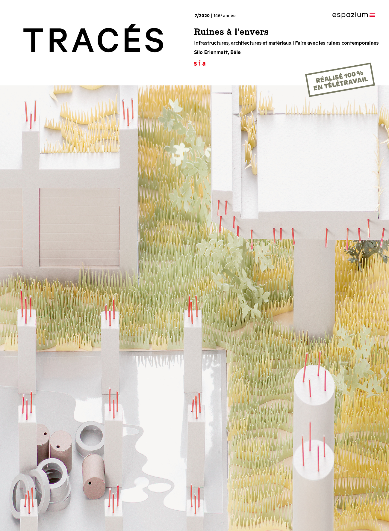 Capriccio axonométrique de ruines à l’envers, photographie numérique de maquette en papier, 2020