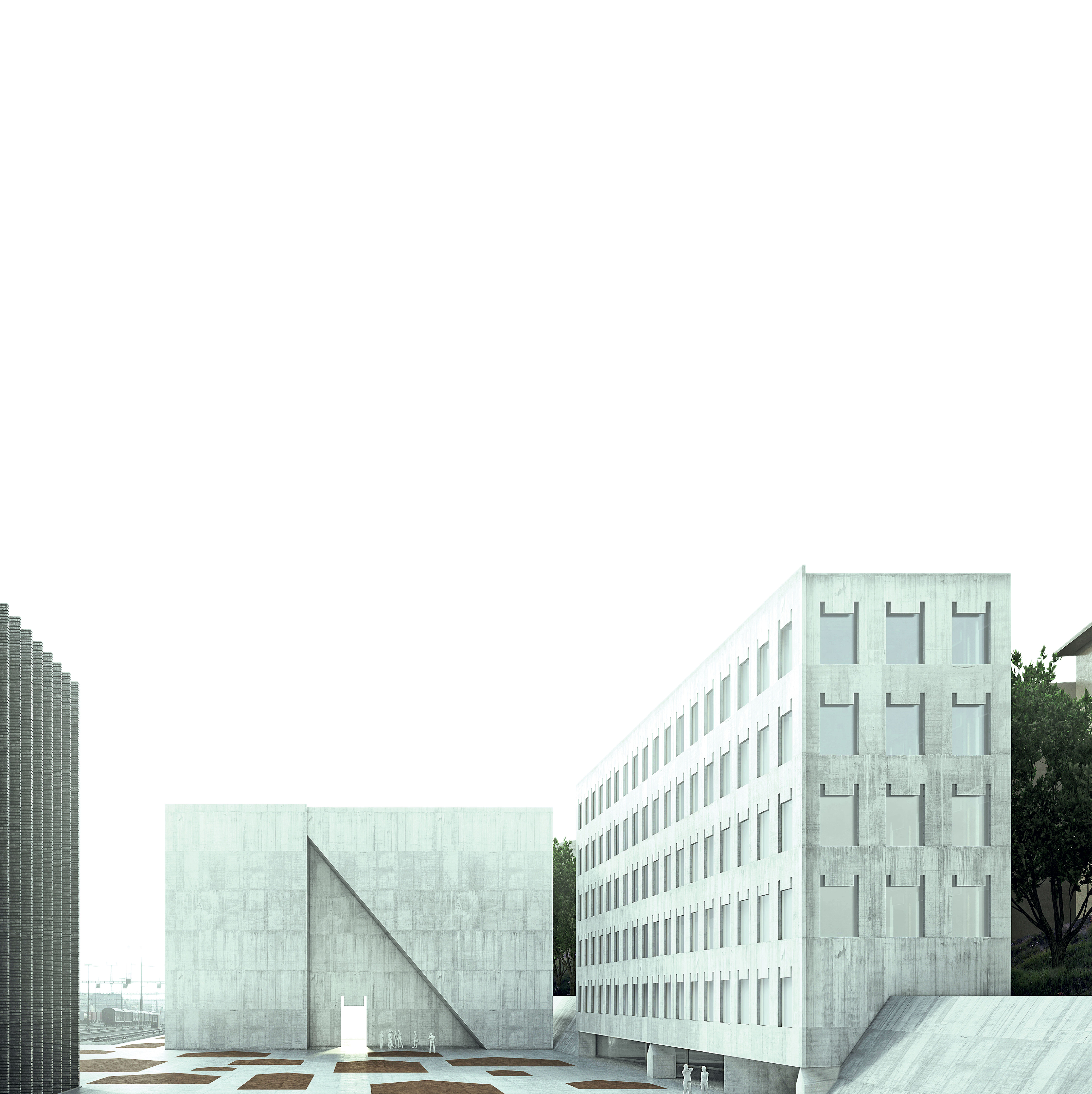 Projet"SEEPEOPLEMOVE": vue depuis l’esplanade, Valerio Olgiati