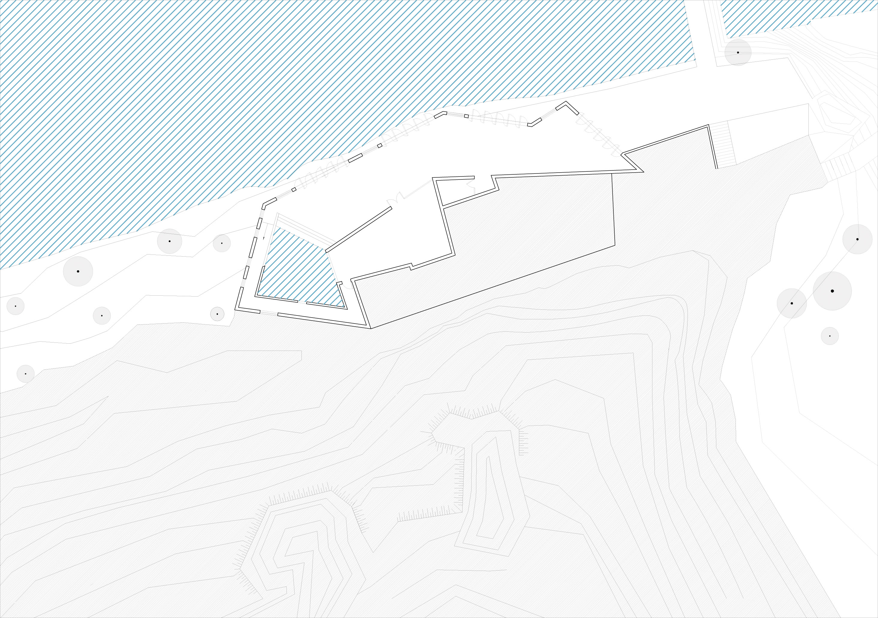 Plan de la salle des thés au rez-de- chaussée inférieur