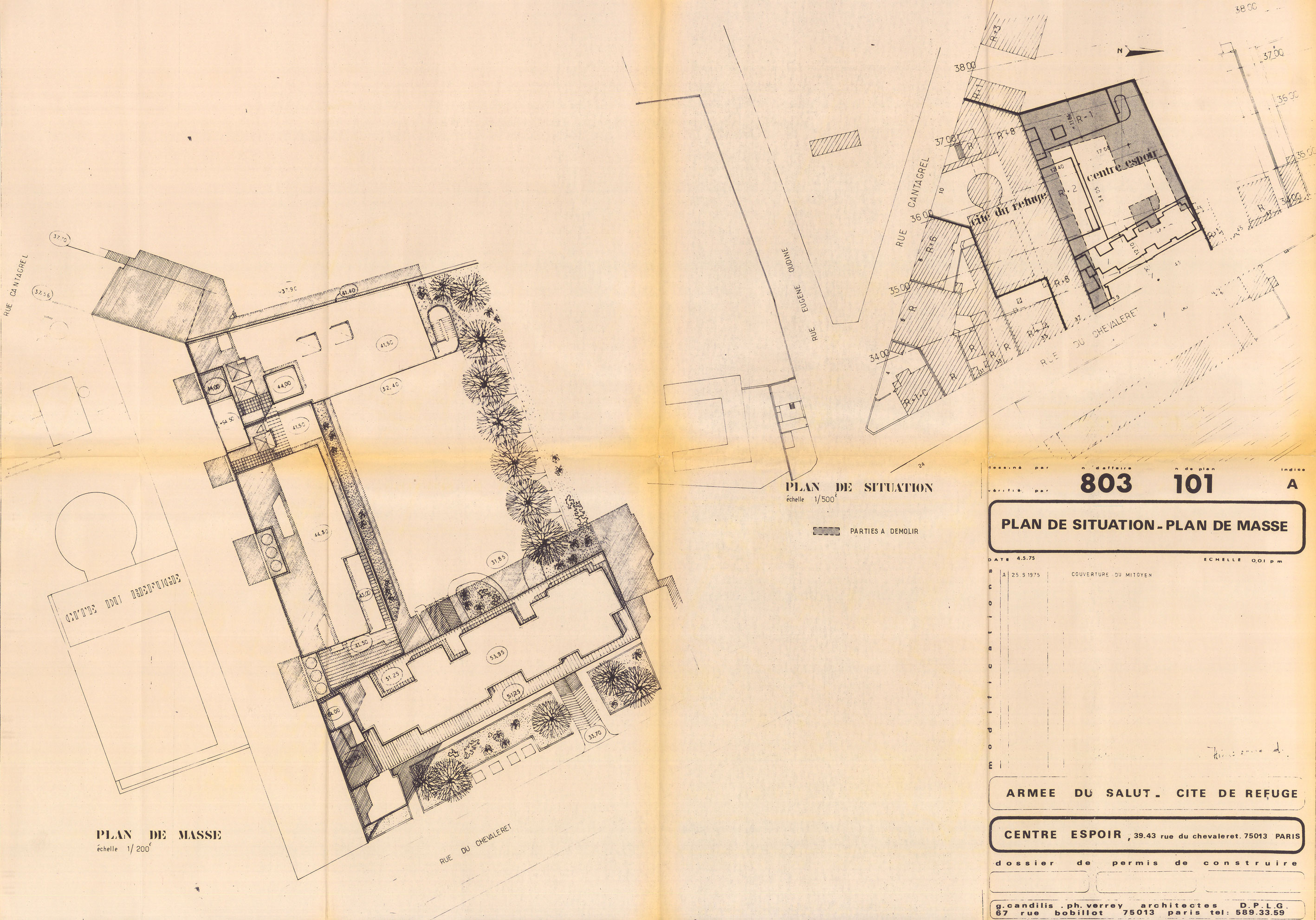 Plan de situation et plan masse. Fonds Candilis