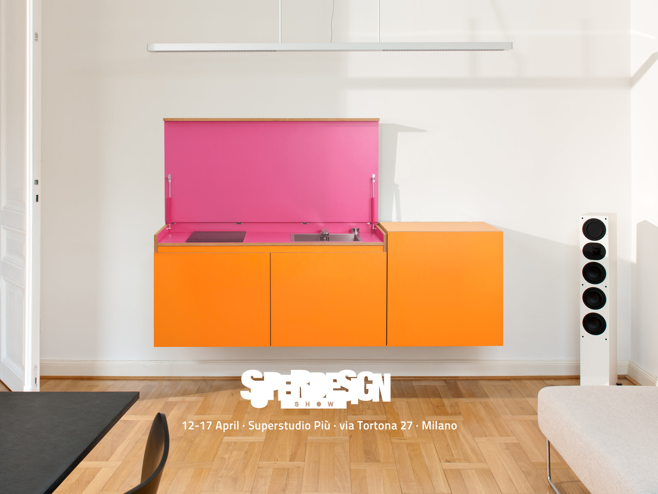 I nuovi colori dei moduli cucina miniki in anteprima al Superstudio Più di Milano