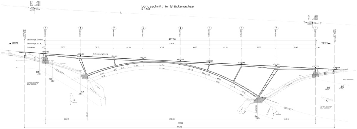 Längsschnitt in Brückenachse.