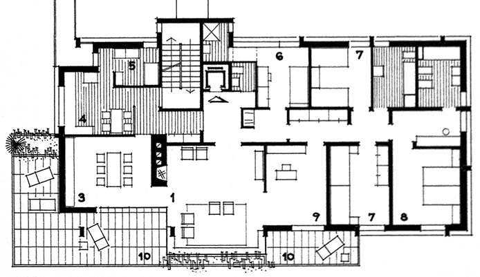 Alberto Camenzind e Bruno Brocchi, Casa d’appartamenti Partimco a Lugano, 1958.