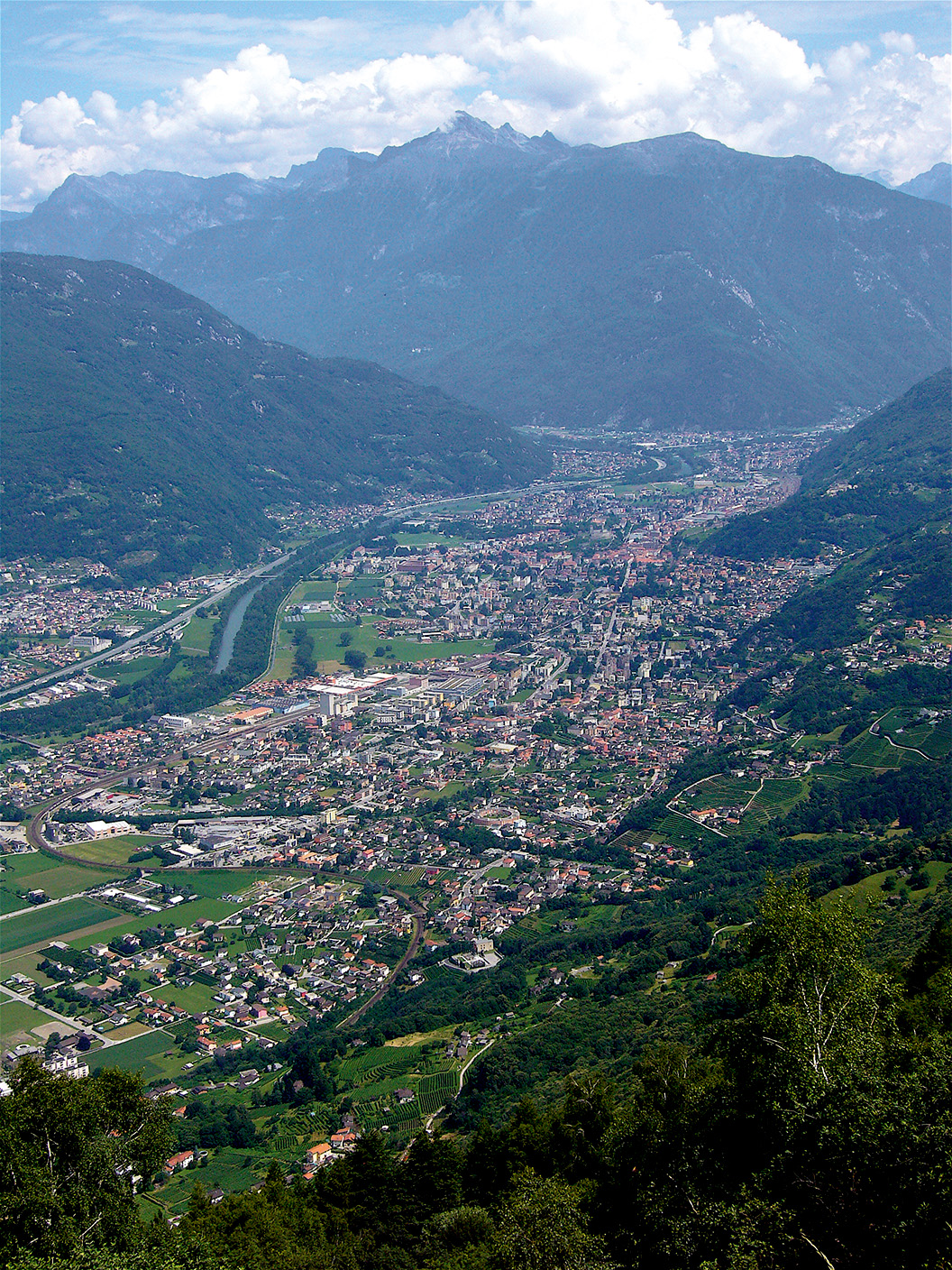 Vista aerea del bellinzonese.