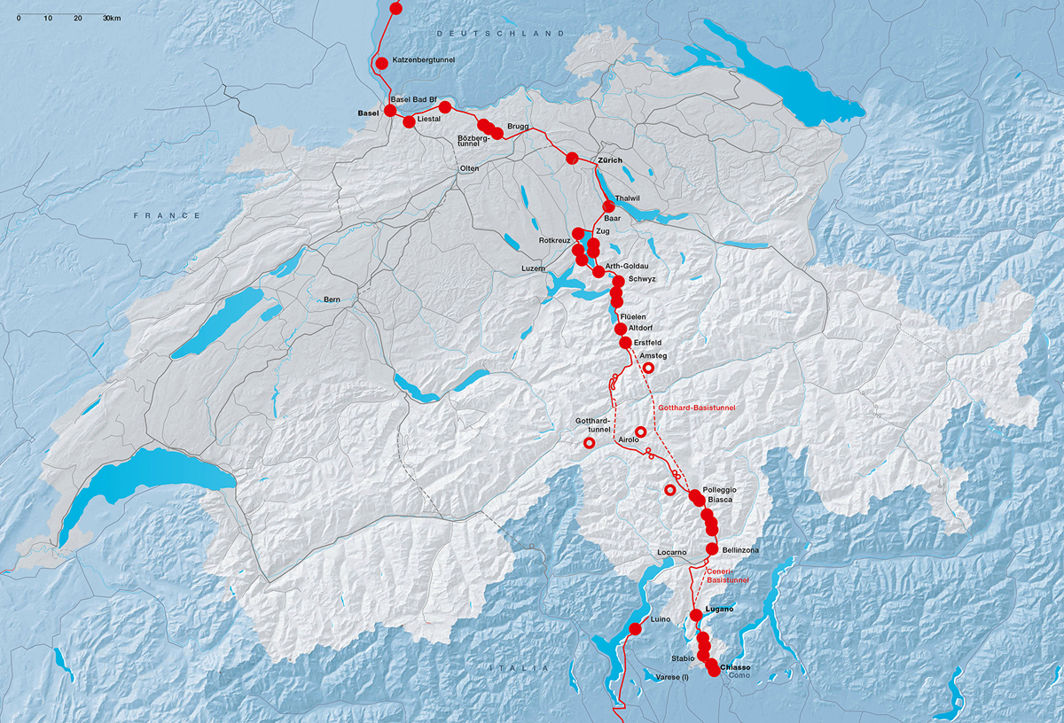 Die Massnahmen für den 4-Meter-Gütertransitkorridor über die Gotthardroute