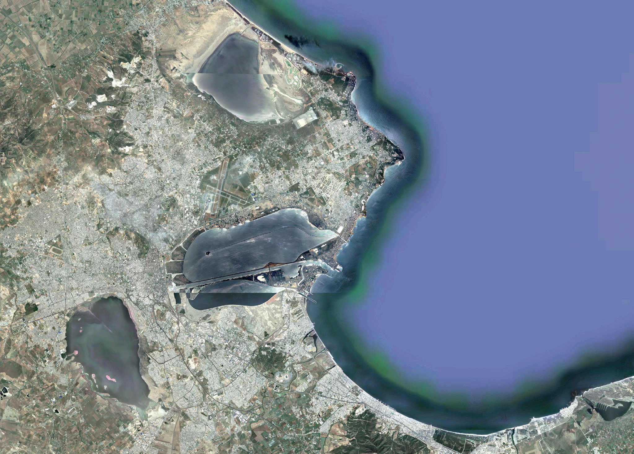 Situation des trois lacs de l’aire urbaine tunisoise : Sebkha de Sijoumi, Sebkha de l’Ariana et lac de Tunis