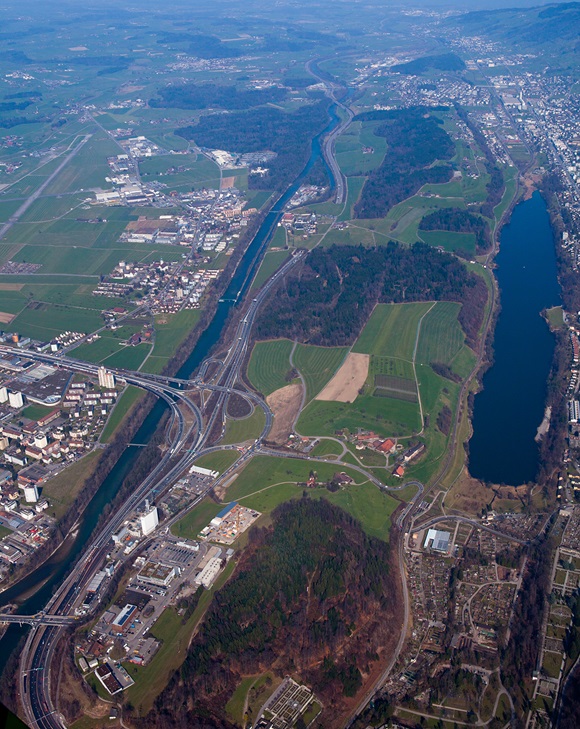 Projektperimeter «Hochwasserschutz und Renaturierung Reuss», nördlich der Stadt Luzern.