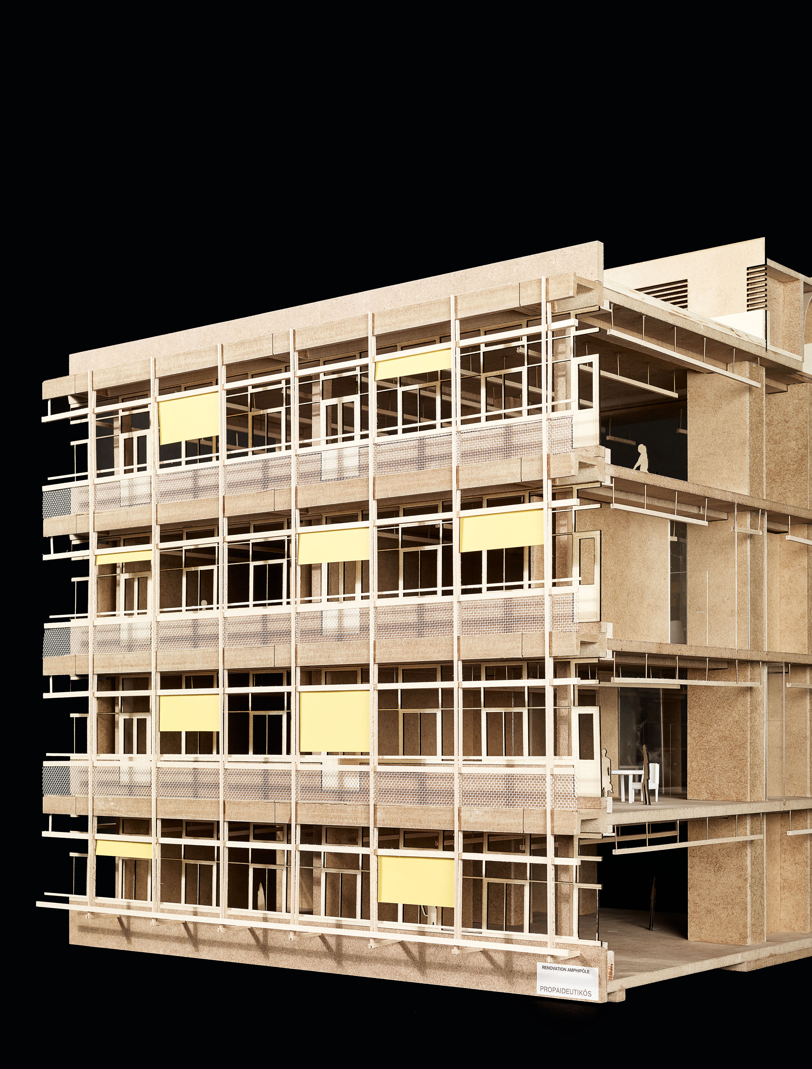 Maquette de la façade ouest, vue 3/4