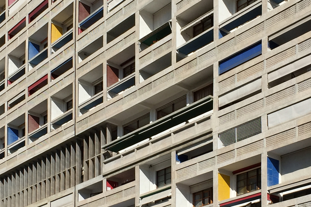 Cité Radieuse (Le Corbusier, Marseille, 1947–1952): Fassadendetail.